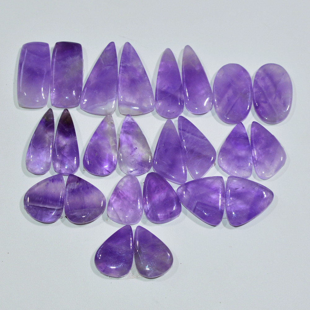 Image of 12 Pair 180 Cts Natural Purple Amethyst Cabochon Pair Loose Gemstone Wholesale Lot Jewelry Making 20x9 13x10mm #19536