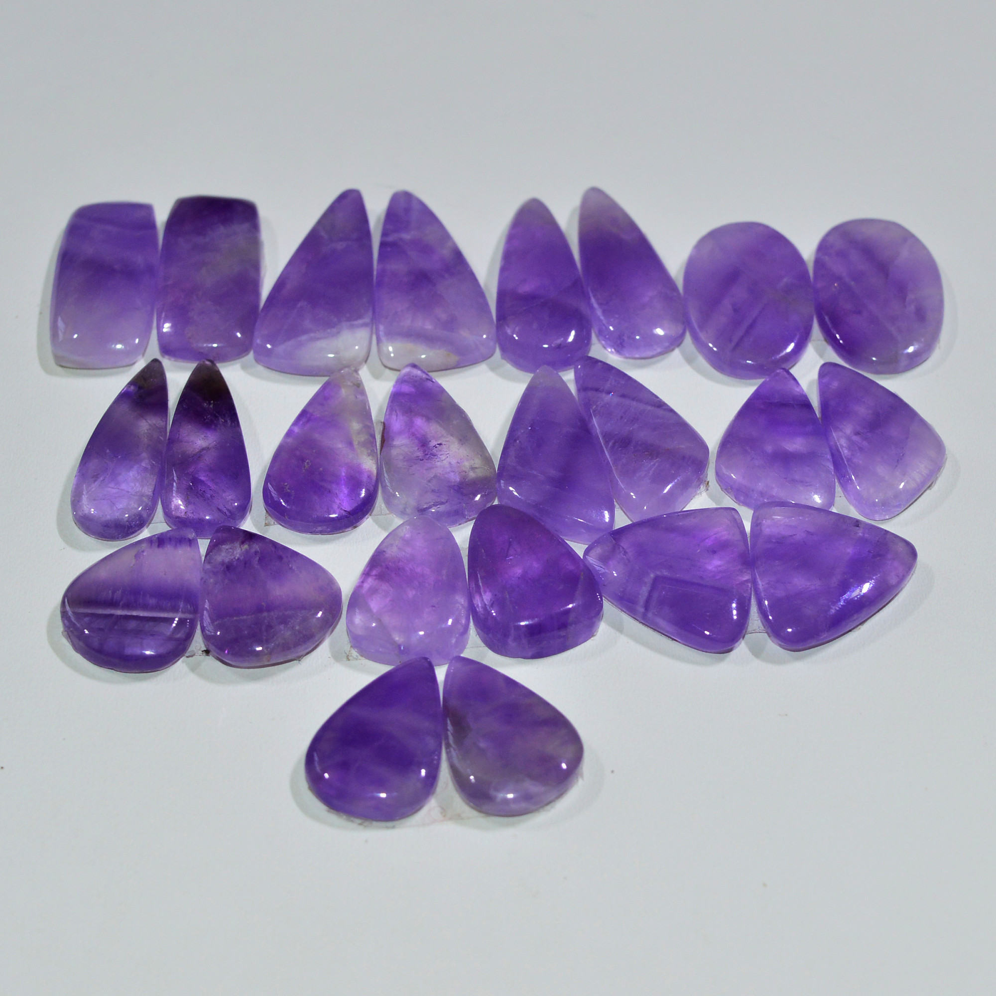 12 Pair 180 Cts Natural Purple Amethyst Cabochon Pair Loose Gemstone Wholesale Lot Jewelry Making 20x9 13x10mm 19536