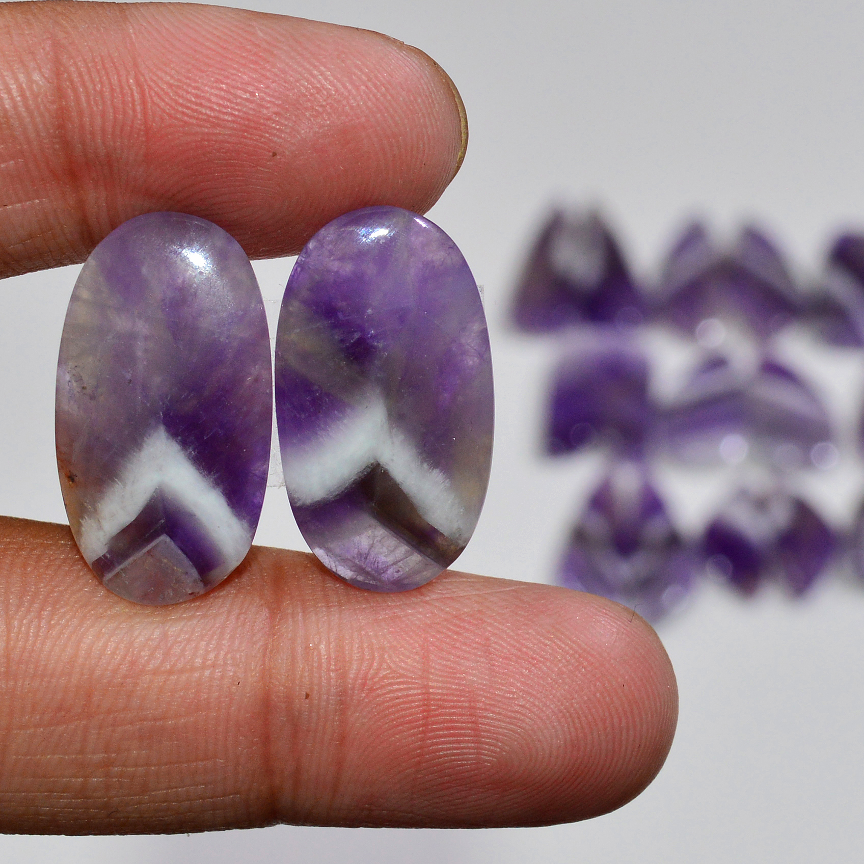 10 Pair 205 Cts Natural Purple Amethyst Cabochon Pair Loose Gemstone Wholesale Lot Jewelry Making 30x8 18x8mm 19537