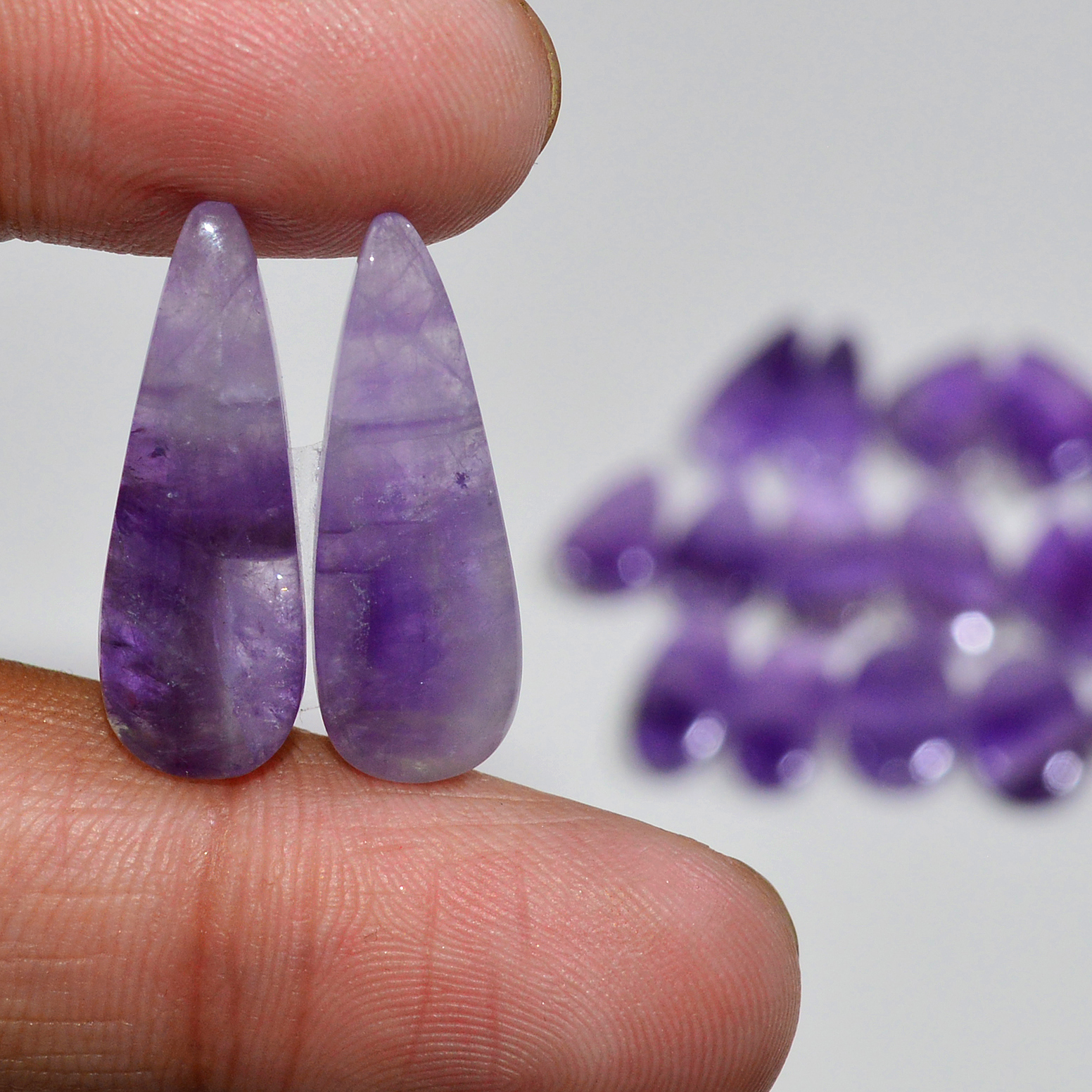 11 Pair 141 Cts Natural Purple Amethyst Cabochon Pair Loose Gemstone Wholesale Lot Jewelry Making 21x5 11x9mm 19538