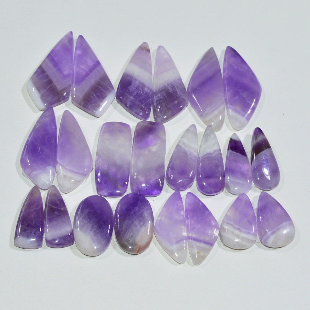Image of 11 Pair 178 Cts Natural Purple Amethyst Cabochon Pair Loose Gemstone Wholesale Lot Jewelry Making 25x10 16x5mm #19539