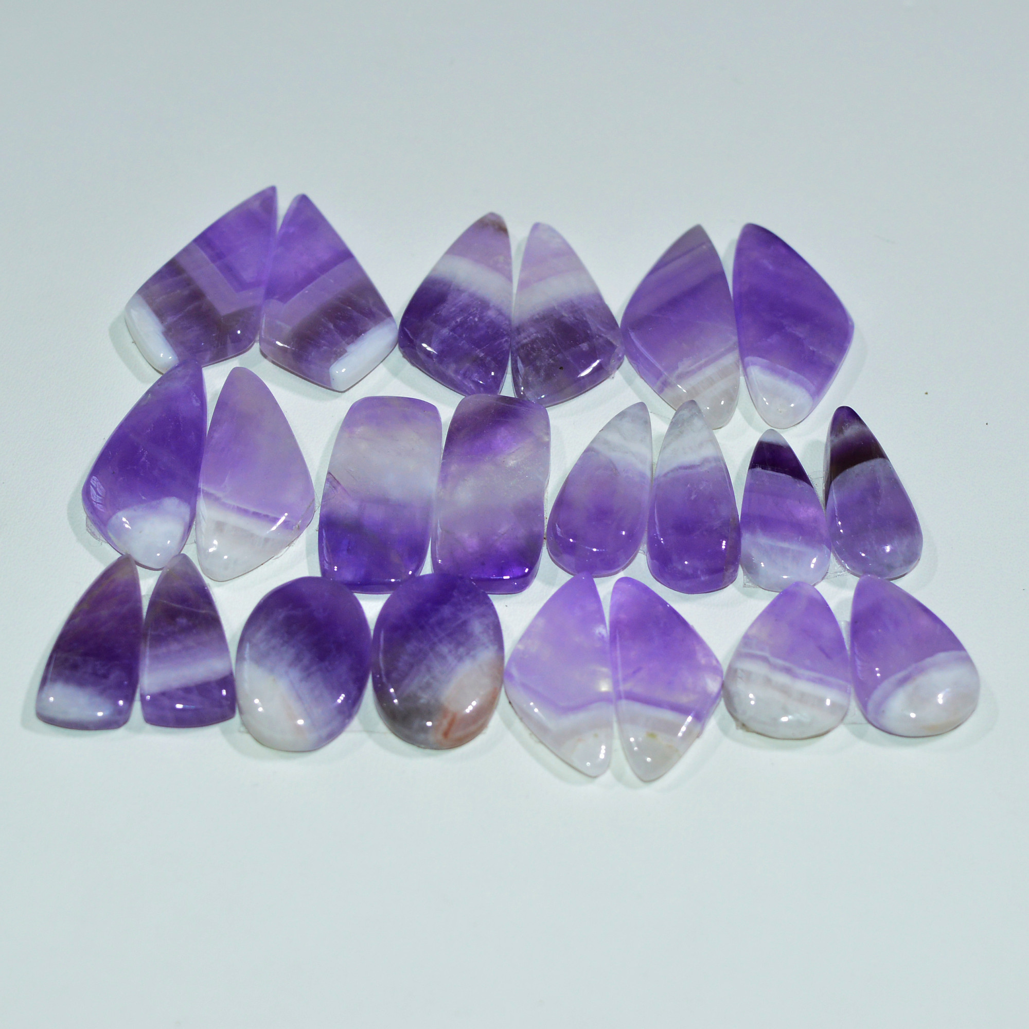 11 Pair 178 Cts Natural Purple Amethyst Cabochon Pair Loose Gemstone Wholesale Lot Jewelry Making 25x10 16x5mm 19539