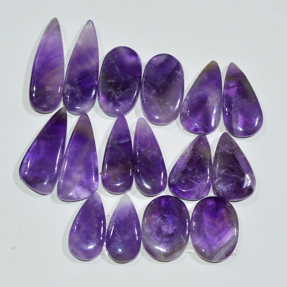 Image of 8 Pair 147 Cts Natural Purple Amethyst Cabochon Pair Loose Gemstone Wholesale Lot Jewelry Making 27x7 15x10mm #19540