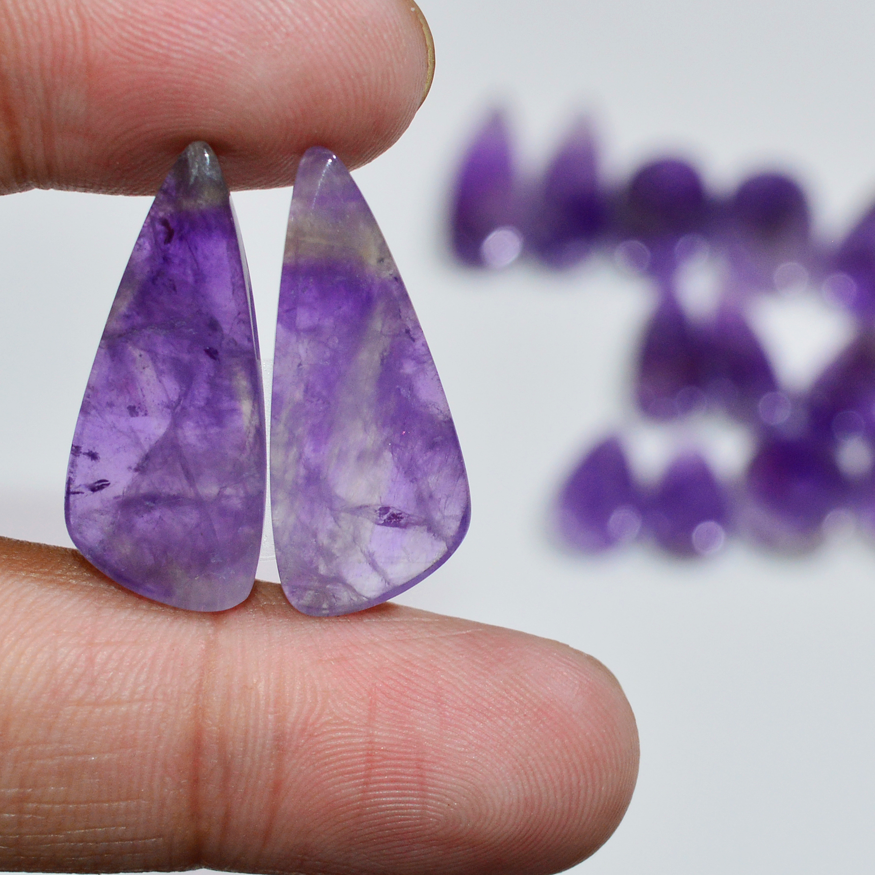 8 Pair 147 Cts Natural Purple Amethyst Cabochon Pair Loose Gemstone Wholesale Lot Jewelry Making 27x7 15x10mm 19540