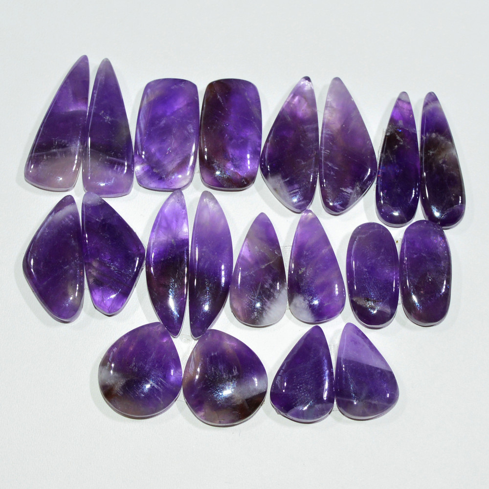 Image of 10 Pair 167 Cts Natural Purple Amethyst Cabochon Pair Loose Gemstone Wholesale Lot Jewelry Making 25x6 14x9mm #19541