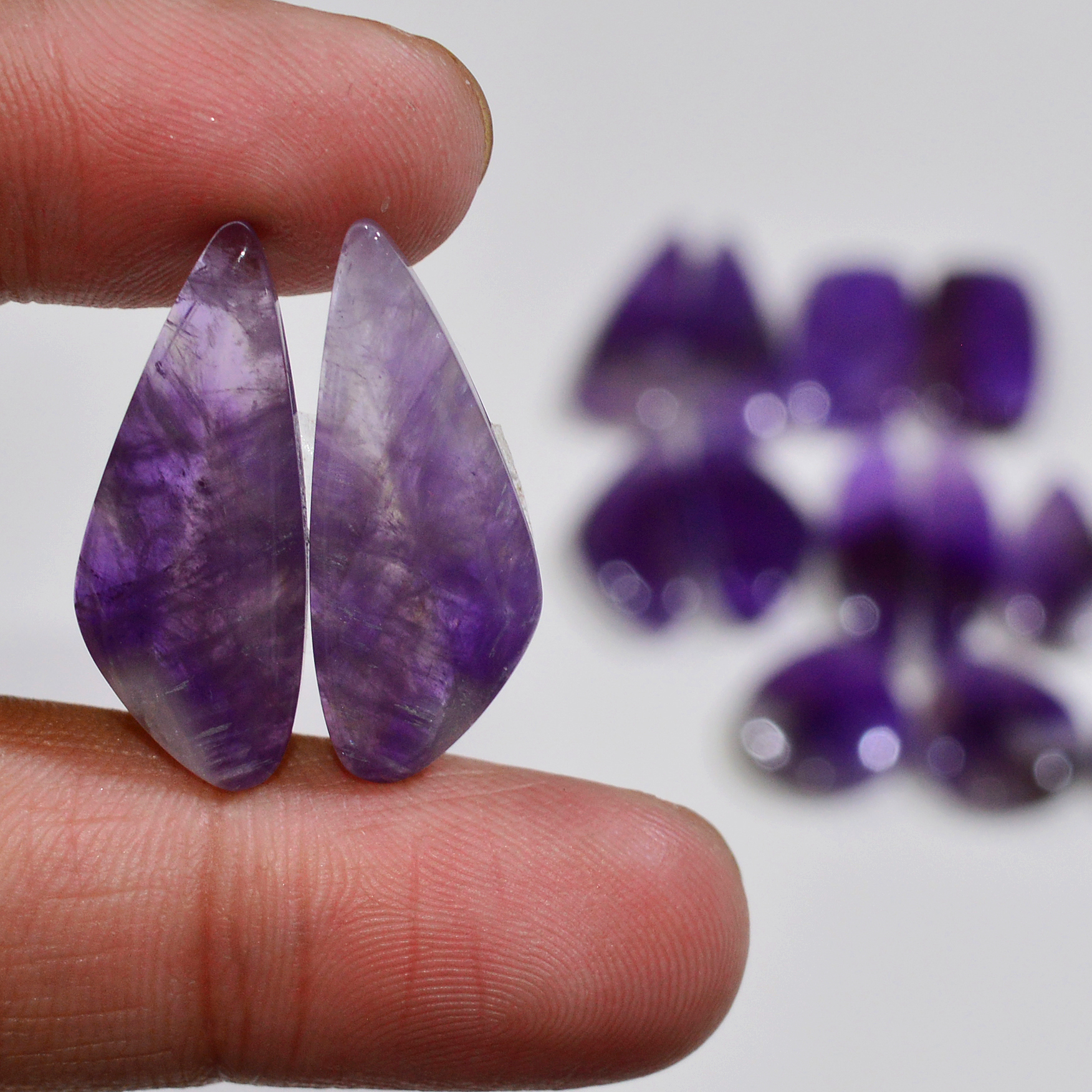 10 Pair 167 Cts Natural Purple Amethyst Cabochon Pair Loose Gemstone Wholesale Lot Jewelry Making 25x6 14x9mm 19541