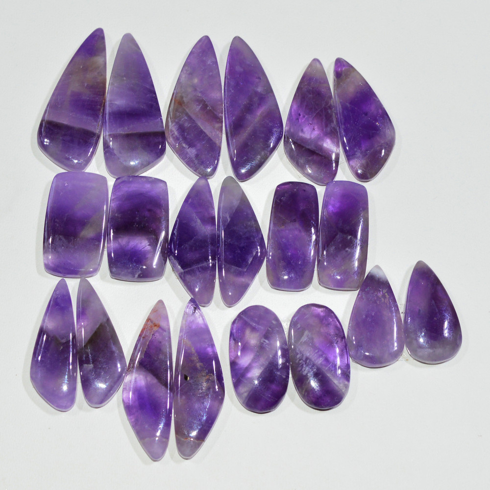Image of 10 Pair 211 Cts Natural Purple Amethyst Cabochon Pair Loose Gemstone Wholesale Lot Jewelry Making 30x10 19x9mm #19542