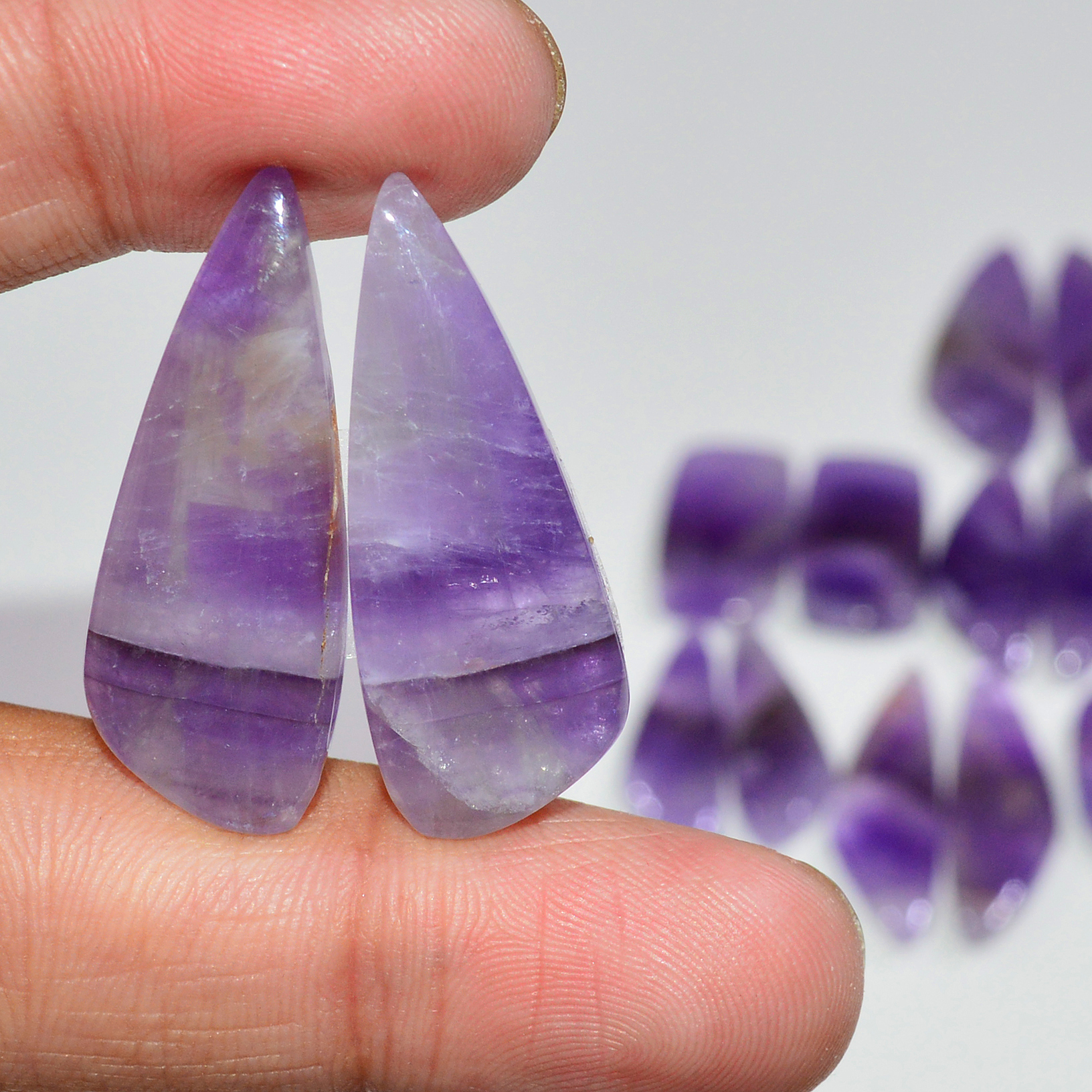 10 Pair 211 Cts Natural Purple Amethyst Cabochon Pair Loose Gemstone Wholesale Lot Jewelry Making 30x10 19x9mm 19542