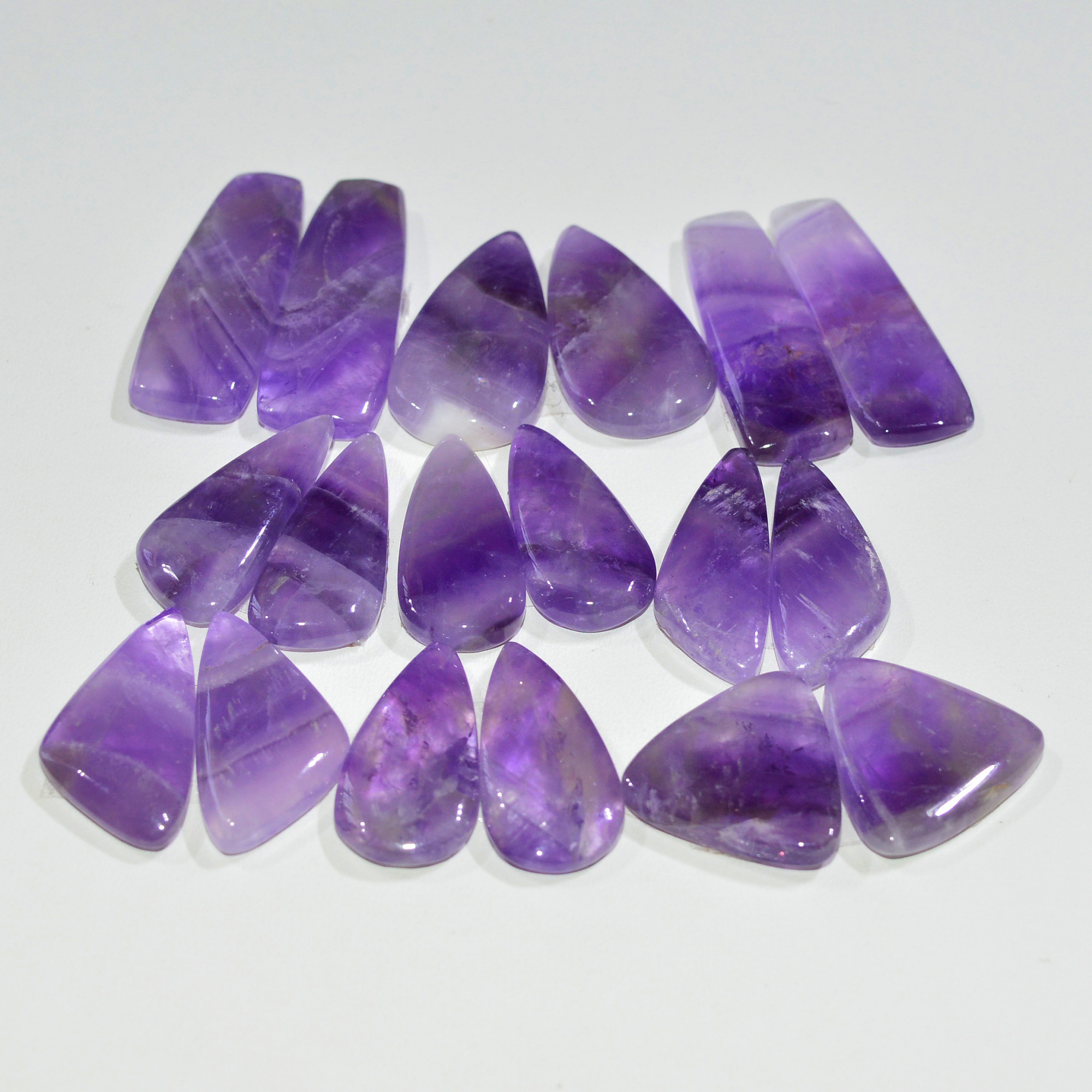 9 Pair 187 Cts Natural Purple Amethyst Cabochon Pair Loose Gemstone Wholesale Lot Jewelry Making 28x8 14x14mm 19544