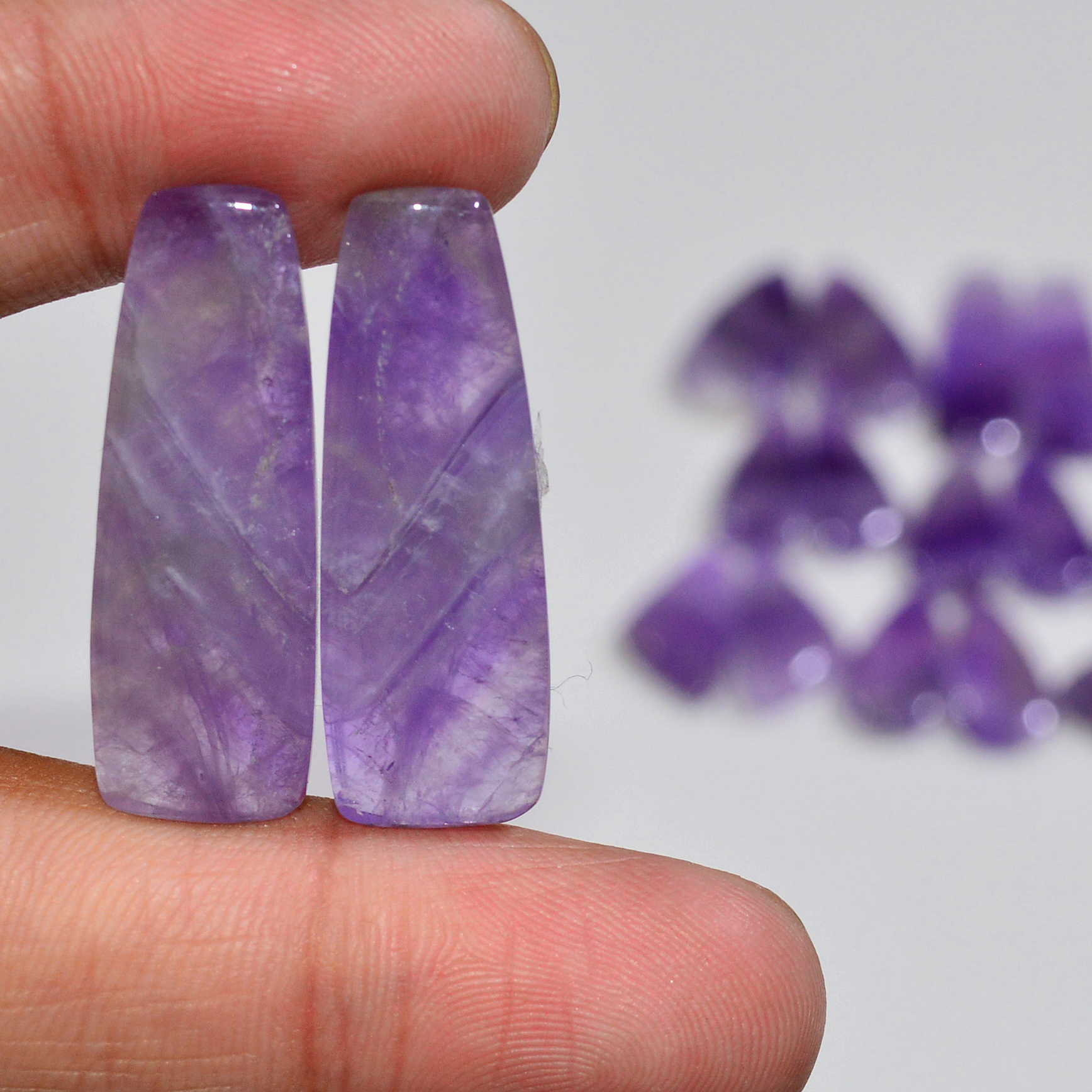 9 Pair 187 Cts Natural Purple Amethyst Cabochon Pair Loose Gemstone Wholesale Lot Jewelry Making 28x8 14x14mm 19544