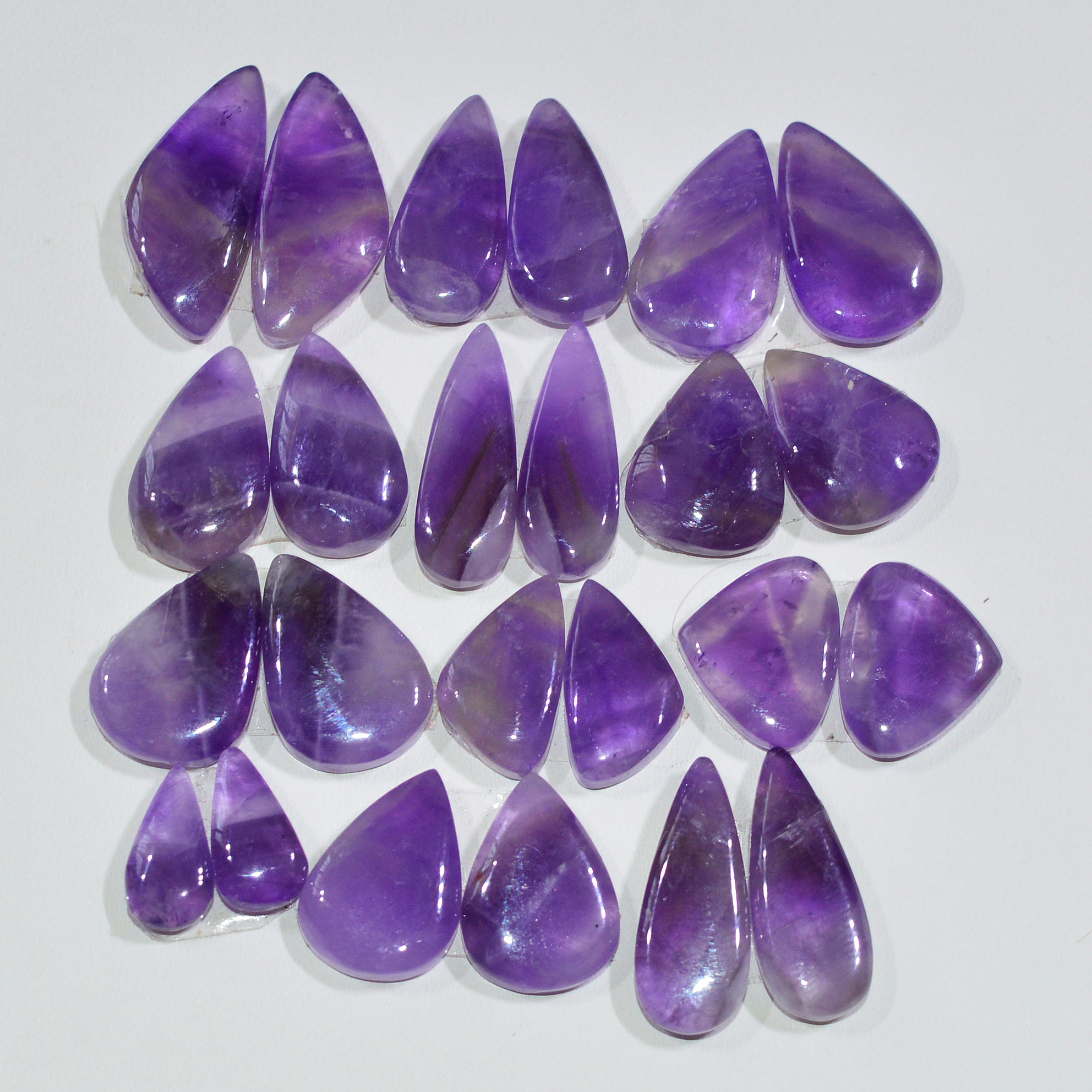 12 Pair 117 Cts Natural Purple Amethyst Cabochon Pair Loose Gemstone Wholesale Lot Jewelry Making 17x7 9x3mm 19545