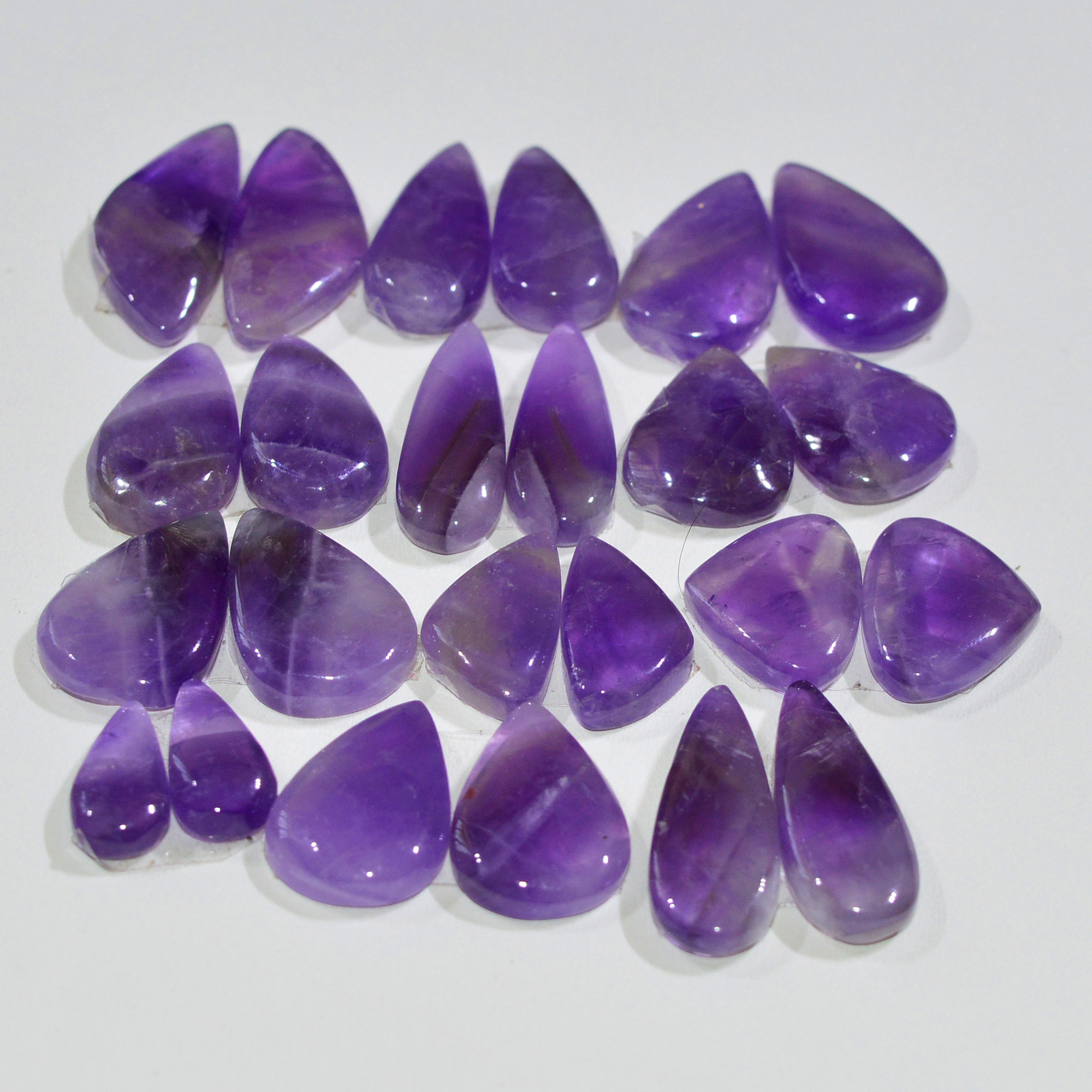 12 Pair 117 Cts Natural Purple Amethyst Cabochon Pair Loose Gemstone Wholesale Lot Jewelry Making 17x7 9x3mm 19545