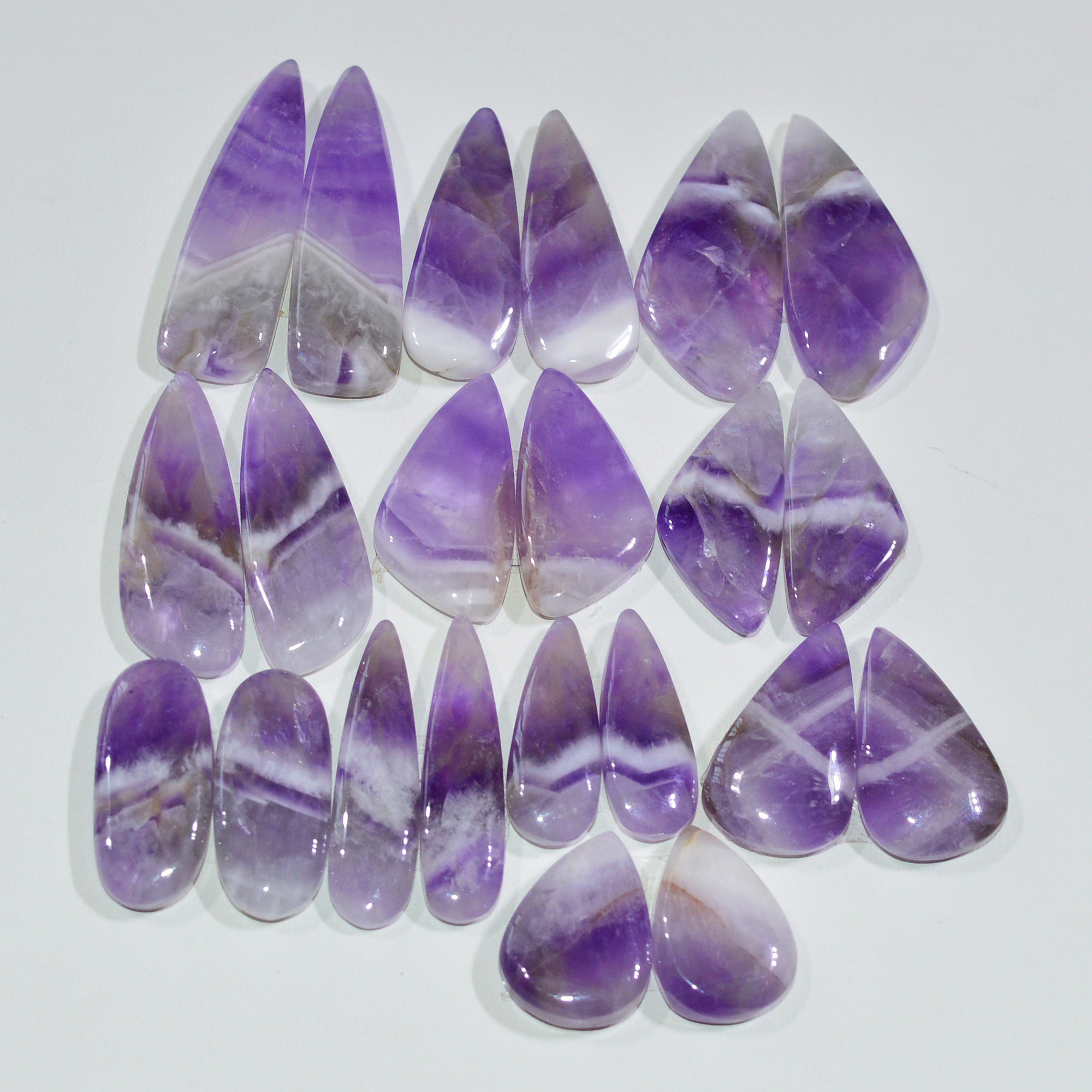 11 Pair 196 Cts Natural Purple Amethyst Cabochon Pair Loose Gemstone Wholesale Lot Jewelry Making 31x8 9x9mm 19546