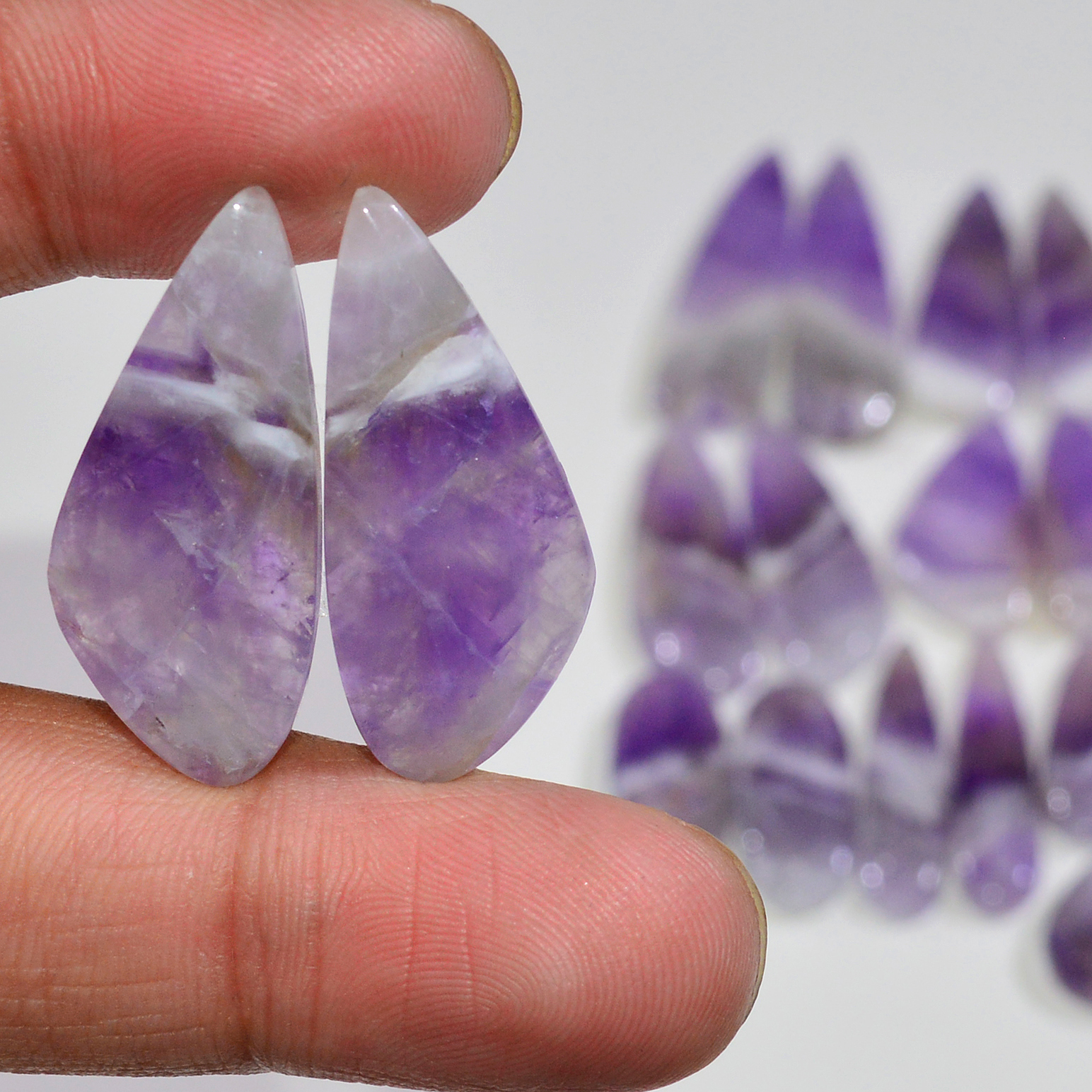 11 Pair 196 Cts Natural Purple Amethyst Cabochon Pair Loose Gemstone Wholesale Lot Jewelry Making 31x8 9x9mm 19546