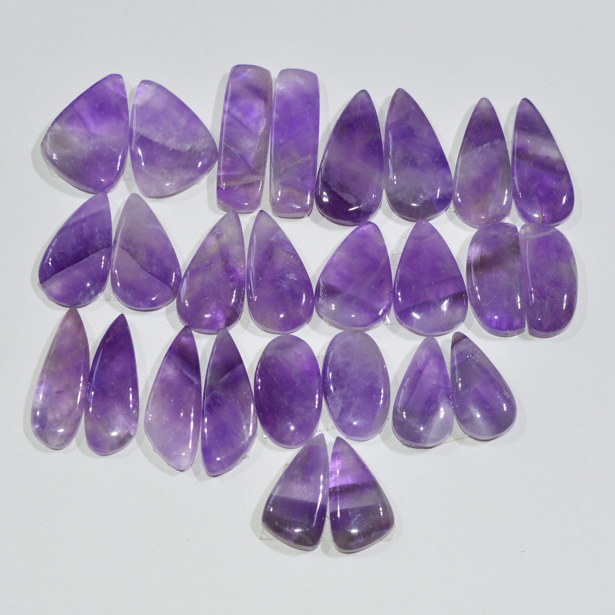 13 Pair 169 Cts Natural Purple Amethyst Cabochon Pair Loose Gemstone Wholesale Lot Jewelry Making 22x5 14x7mm 19548