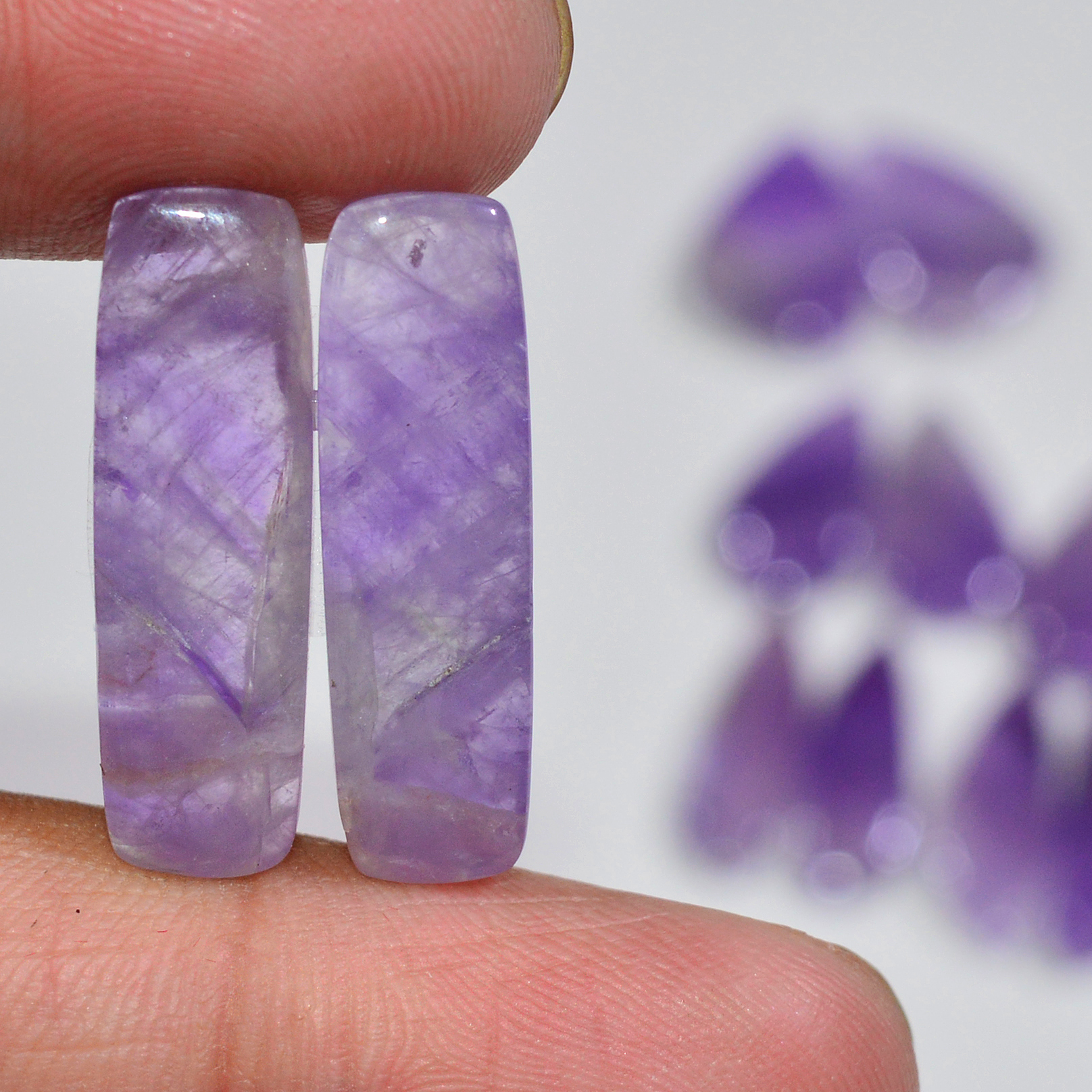 13 Pair 169 Cts Natural Purple Amethyst Cabochon Pair Loose Gemstone Wholesale Lot Jewelry Making 22x5 14x7mm 19548