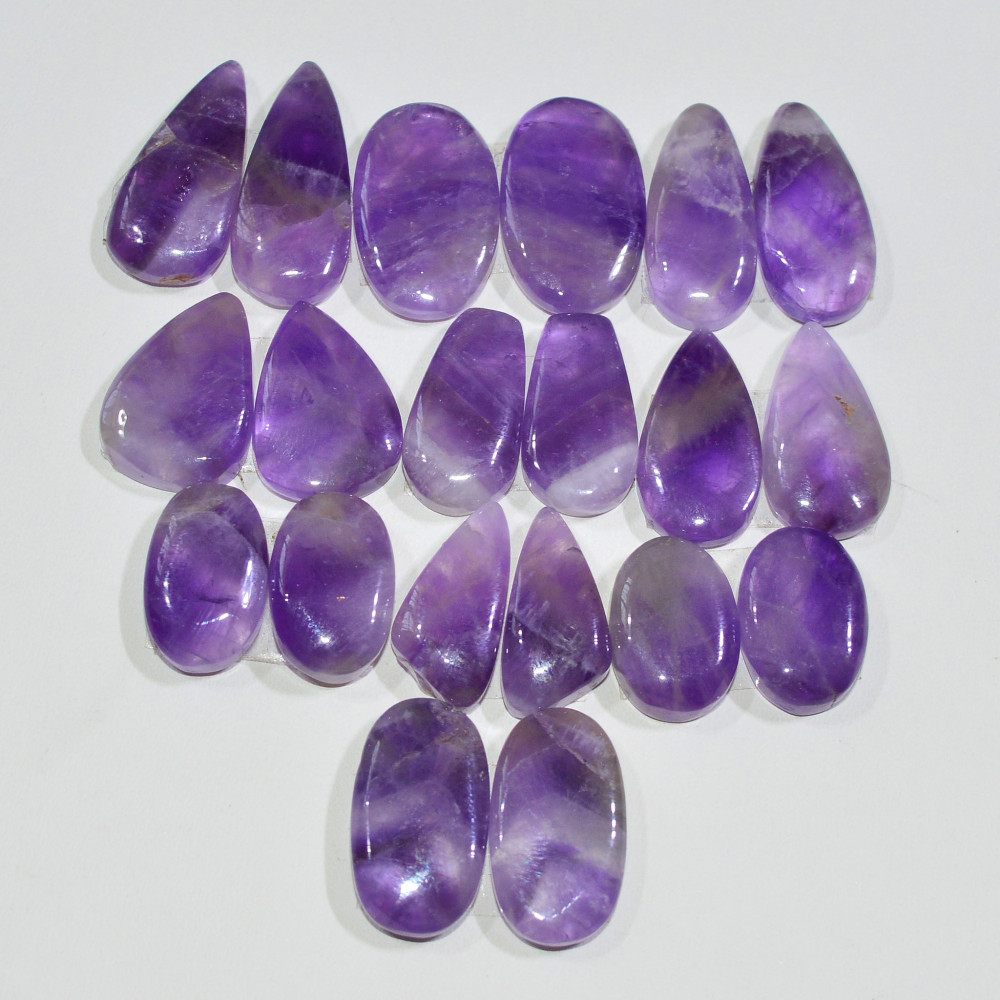 Image of 10 Pair 137 Cts Natural Purple Amethyst Cabochon Pair Loose Gemstone Wholesale Lot Jewelry Making 18x8 12x8mm #19550