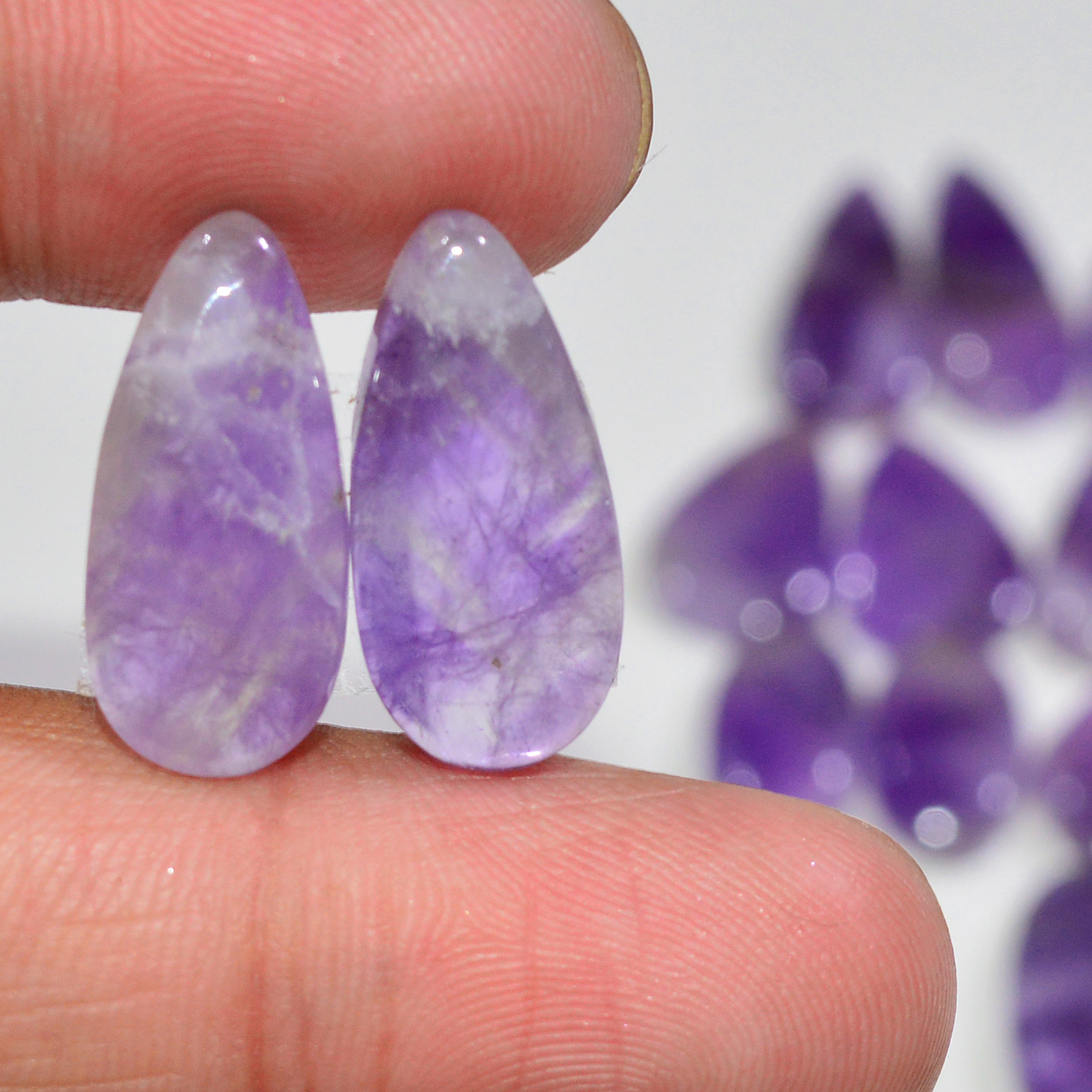 10 Pair 137 Cts Natural Purple Amethyst Cabochon Pair Loose Gemstone Wholesale Lot Jewelry Making 18x8 12x8mm 19550