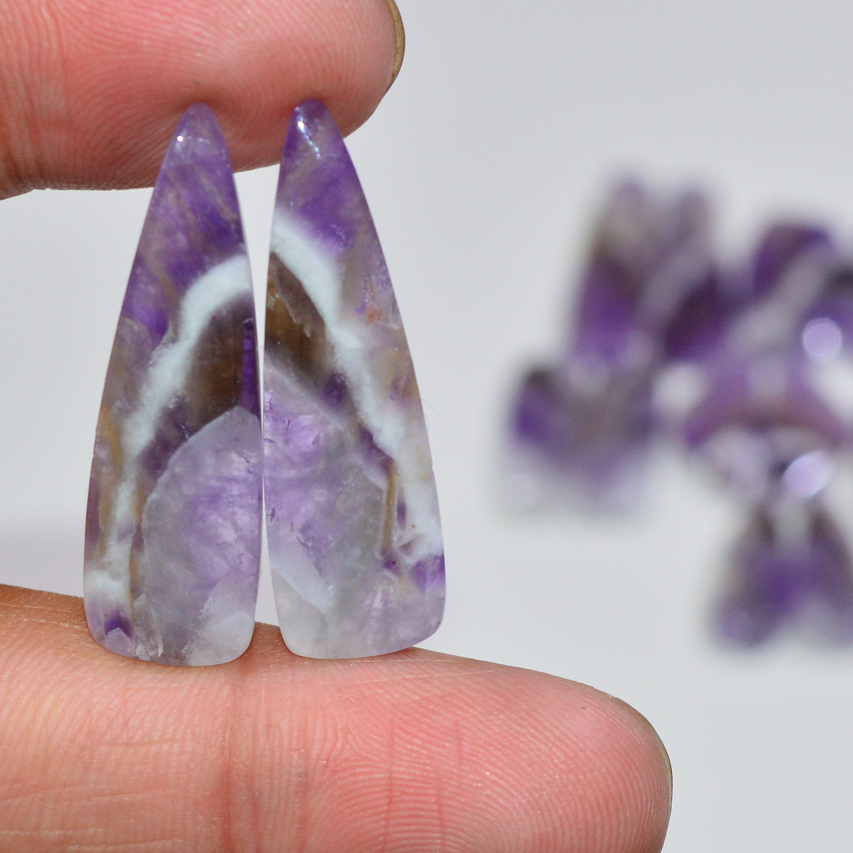 7 Pair 150 Cts Natural Purple Amethyst Cabochon Pair Loose Gemstone Wholesale Lot Jewelry Making 32x8 20x9mm 19551