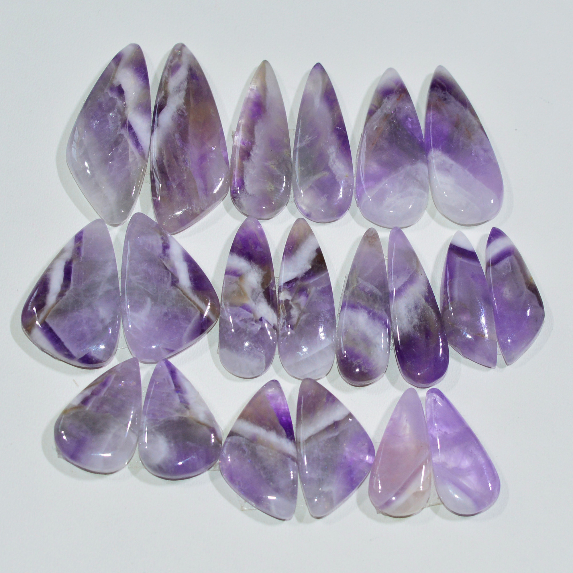 10 Pair 148 Cts Natural Purple Amethyst Cabochon Pair Loose Gemstone Wholesale Lot Jewelry Making 23x7 15x9mm 19552