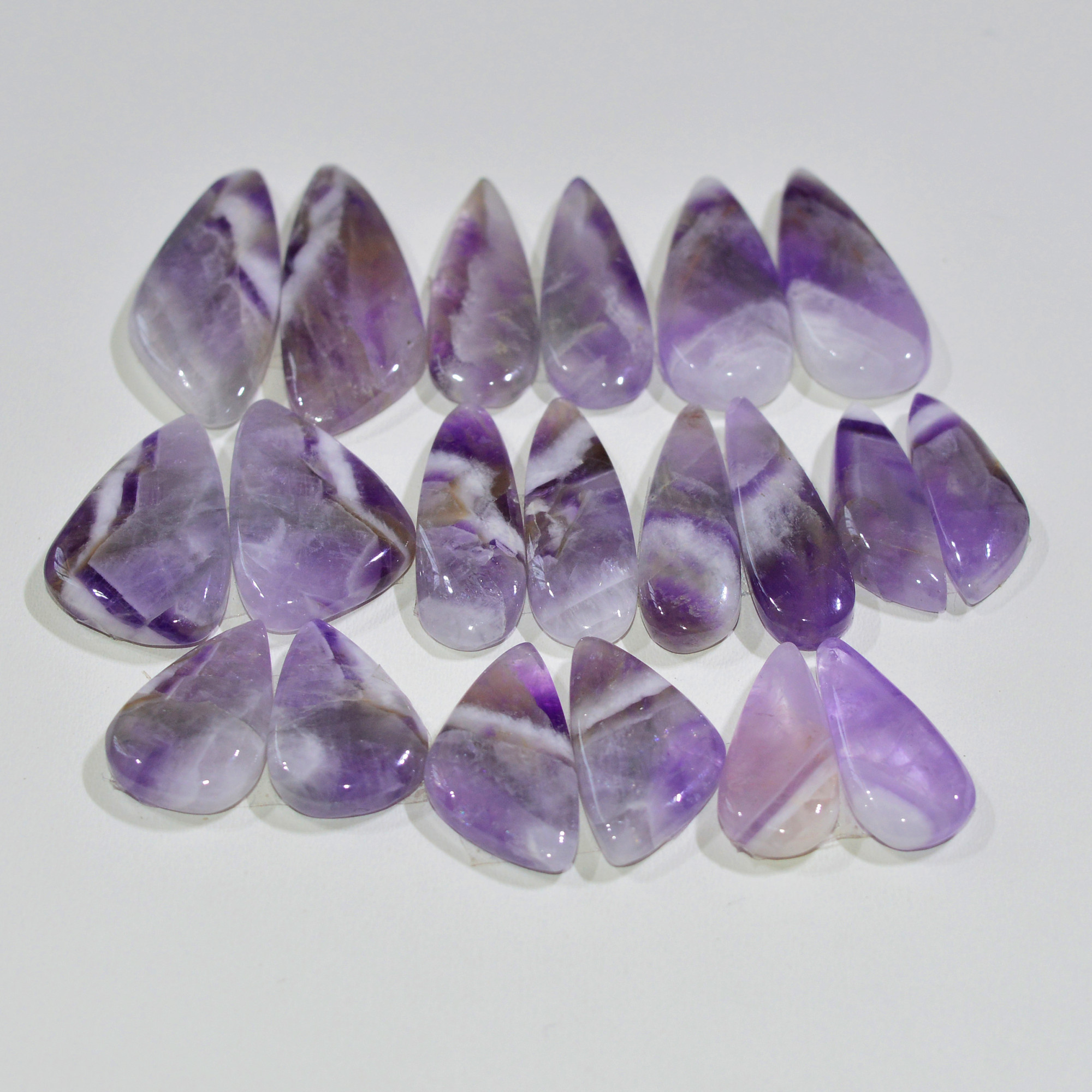 10 Pair 148 Cts Natural Purple Amethyst Cabochon Pair Loose Gemstone Wholesale Lot Jewelry Making 23x7 15x9mm 19552