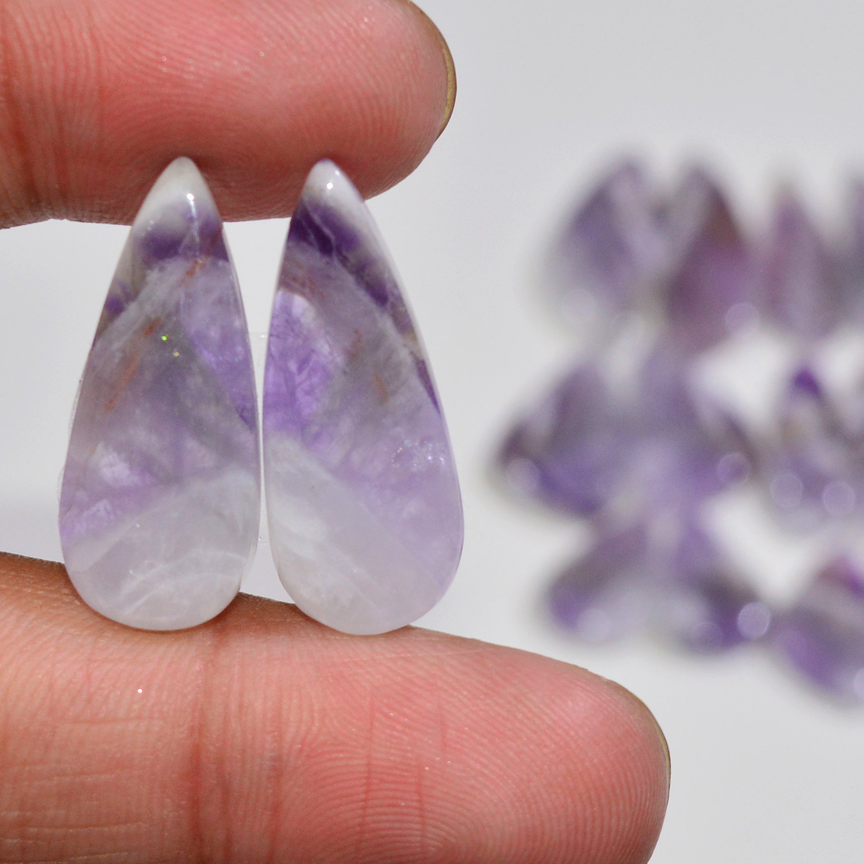 10 Pair 148 Cts Natural Purple Amethyst Cabochon Pair Loose Gemstone Wholesale Lot Jewelry Making 23x7 15x9mm 19552