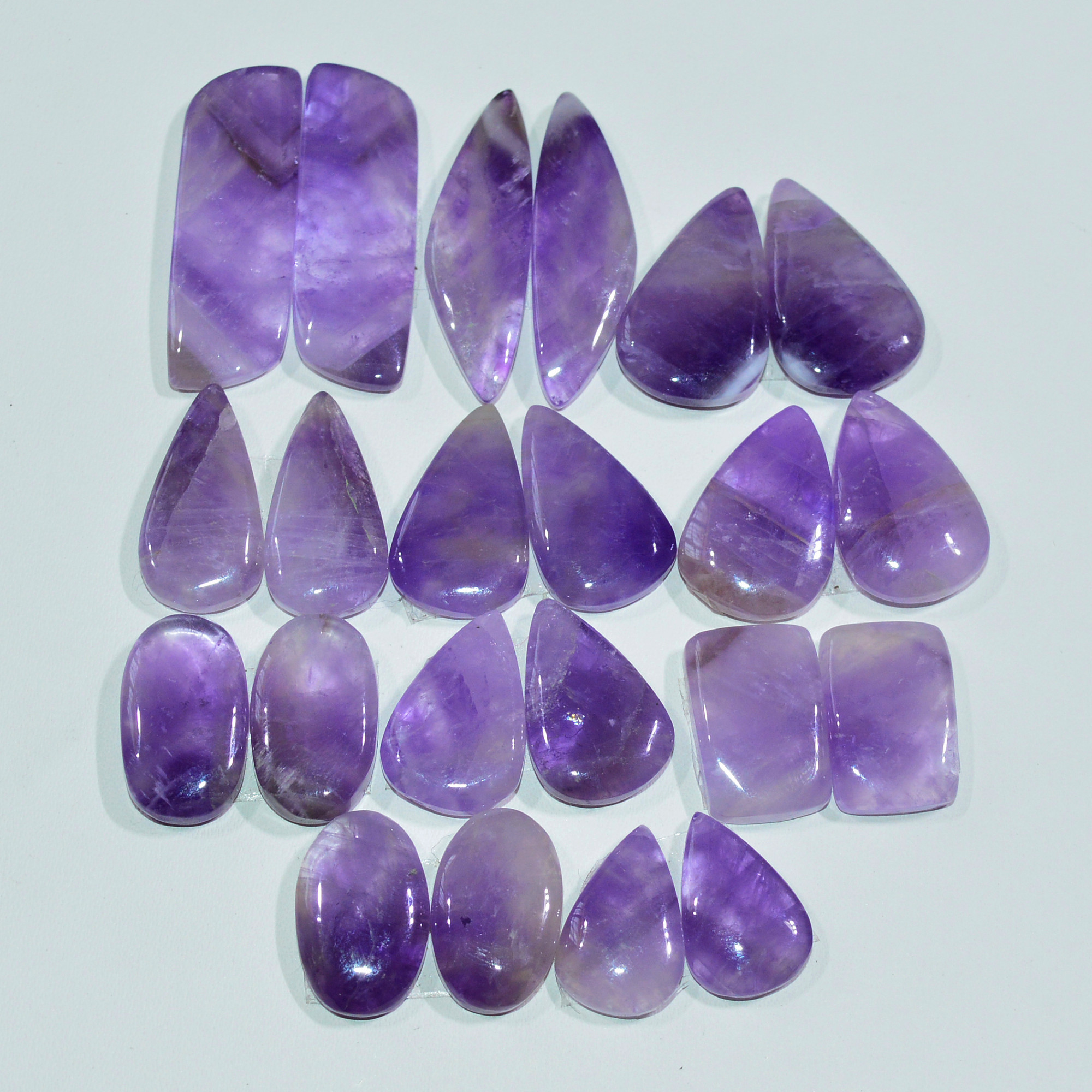 11 Pair 188 Cts Natural Purple Amethyst Cabochon Pair Loose Gemstone Wholesale Lot Jewelry Making 29x8 14x8mm 19553