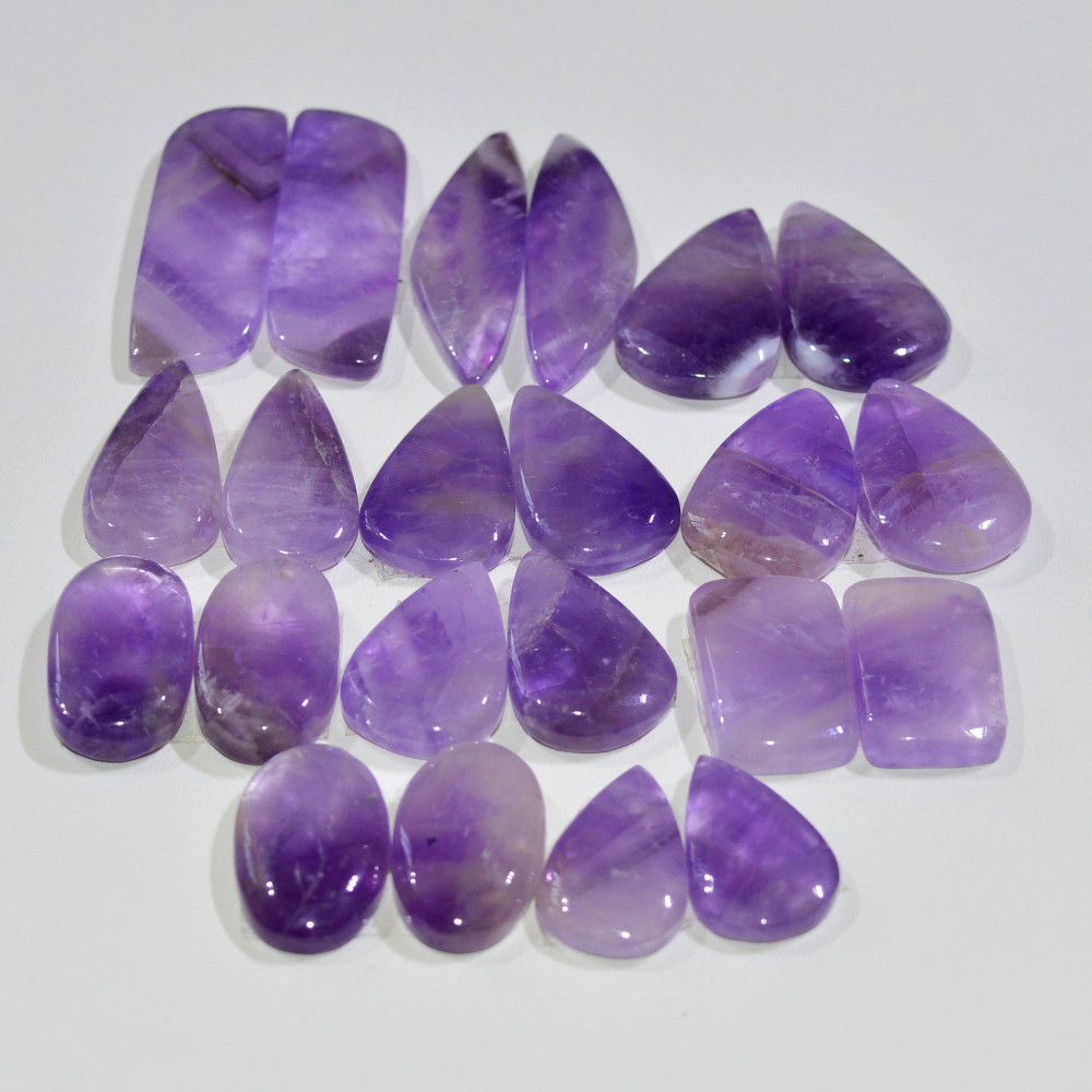 Image of 11 Pair 188 Cts Natural Purple Amethyst Cabochon Pair Loose Gemstone Wholesale Lot Jewelry Making 29x8 14x8mm #19553