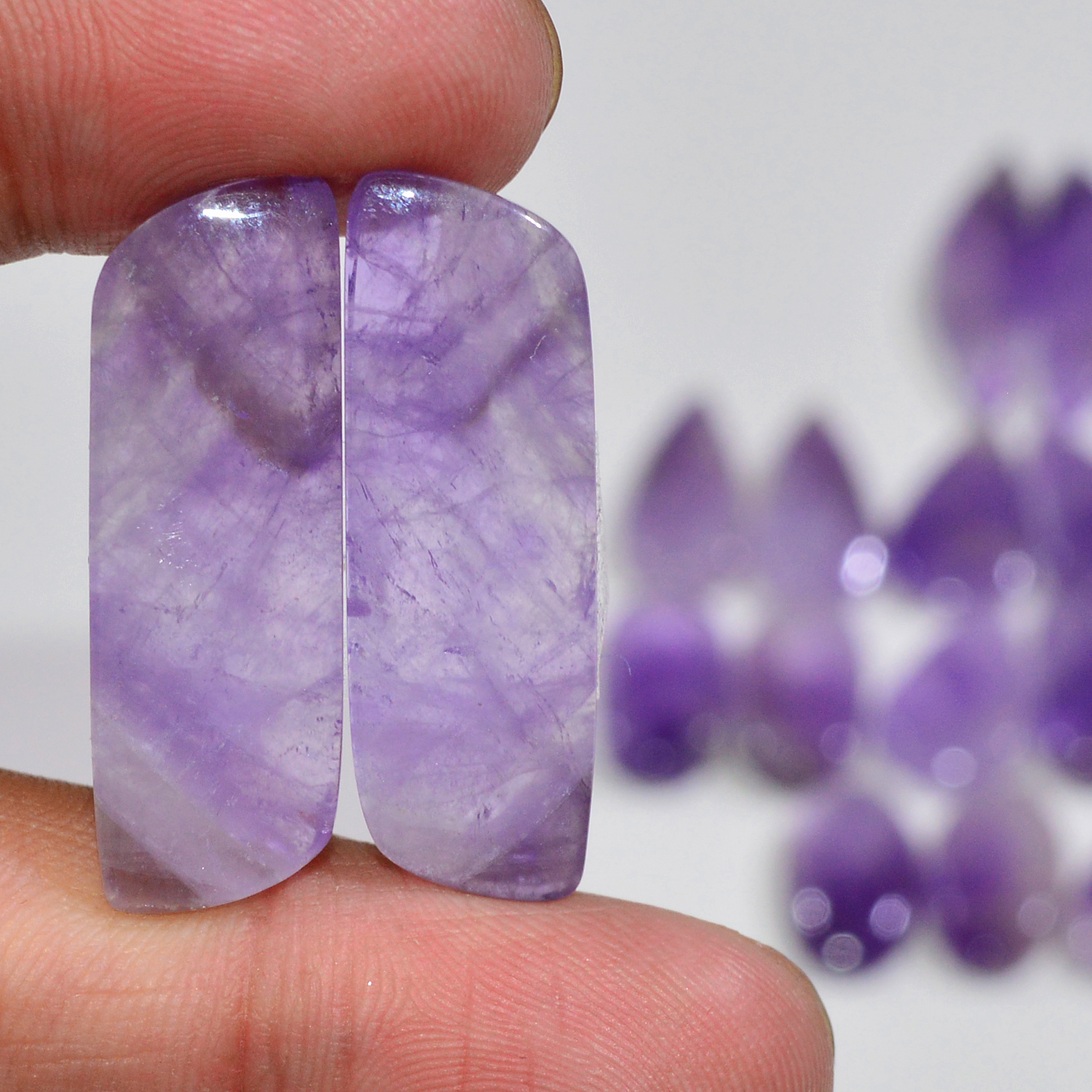 11 Pair 188 Cts Natural Purple Amethyst Cabochon Pair Loose Gemstone Wholesale Lot Jewelry Making 29x8 14x8mm 19553