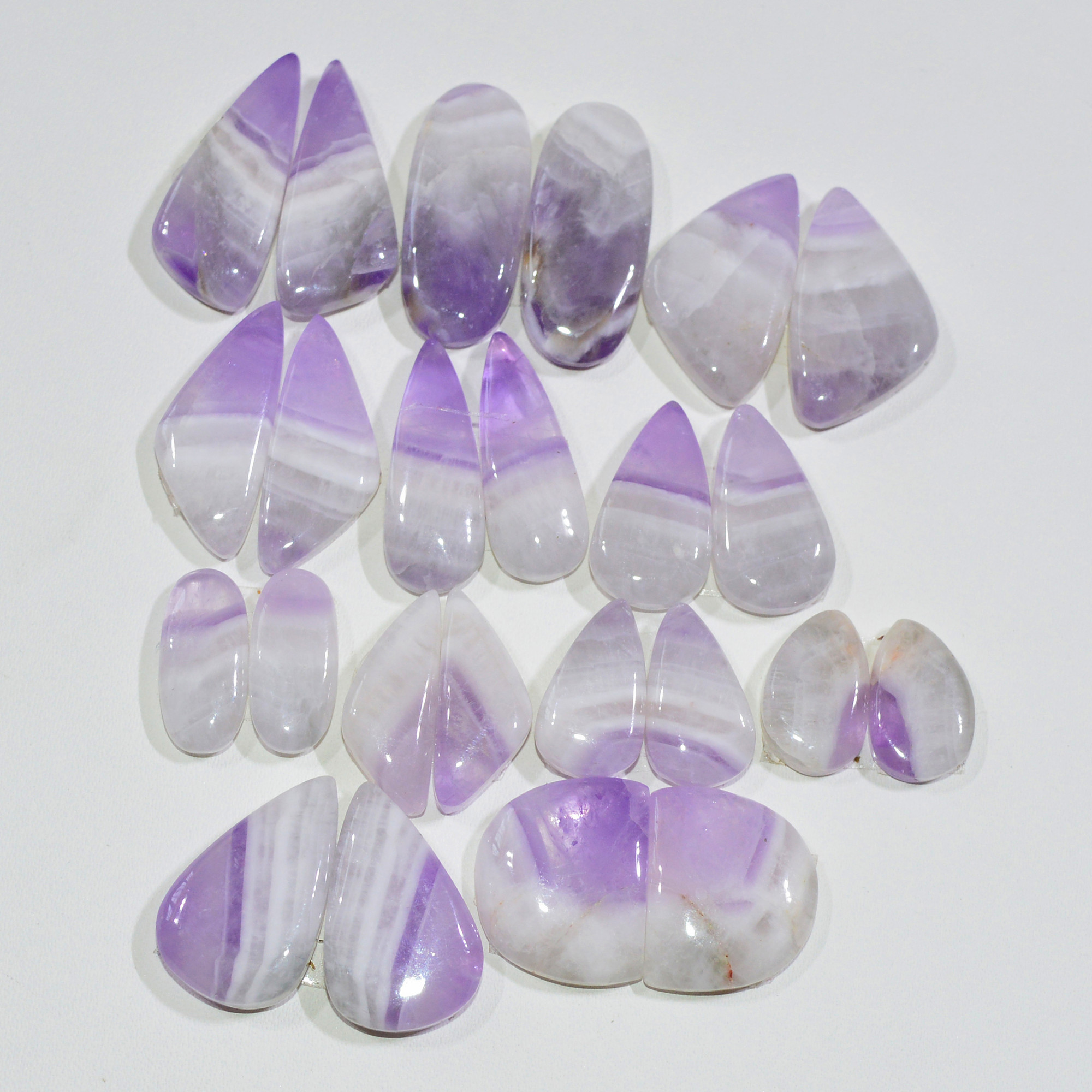 12 Pair 180 Cts Natural Purple Amethyst Cabochon Pair Loose Gemstone Wholesale Lot Jewelry Making 20x8 11x6mm 19554