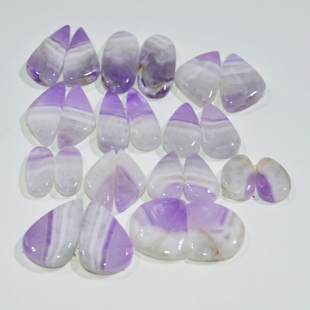Image of 12 Pair 180 Cts Natural Purple Amethyst Cabochon Pair Loose Gemstone Wholesale Lot Jewelry Making 20x8 11x6mm #19554