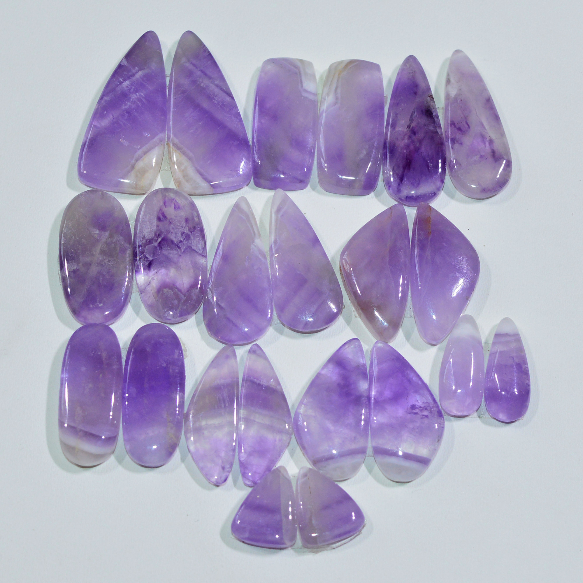 11 Pair 155 Cts Natural Purple Amethyst Cabochon Pair Loose Gemstone Wholesale Lot Jewelry Making 25x10 9x6mm 19555
