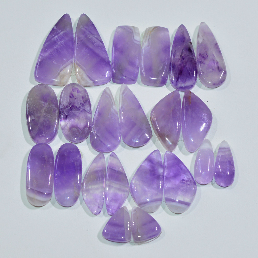 Image of 11 Pair 155 Cts Natural Purple Amethyst Cabochon Pair Loose Gemstone Wholesale Lot Jewelry Making 25x10 9x6mm #19555