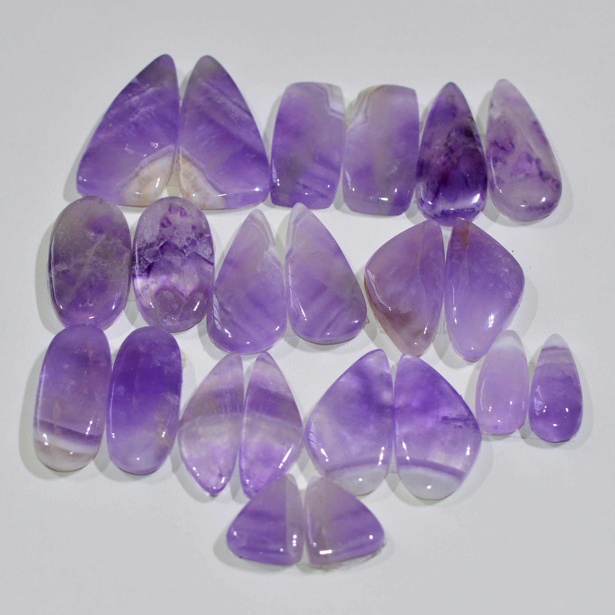 11 Pair 155 Cts Natural Purple Amethyst Cabochon Pair Loose Gemstone Wholesale Lot Jewelry Making 25x10 9x6mm 19555