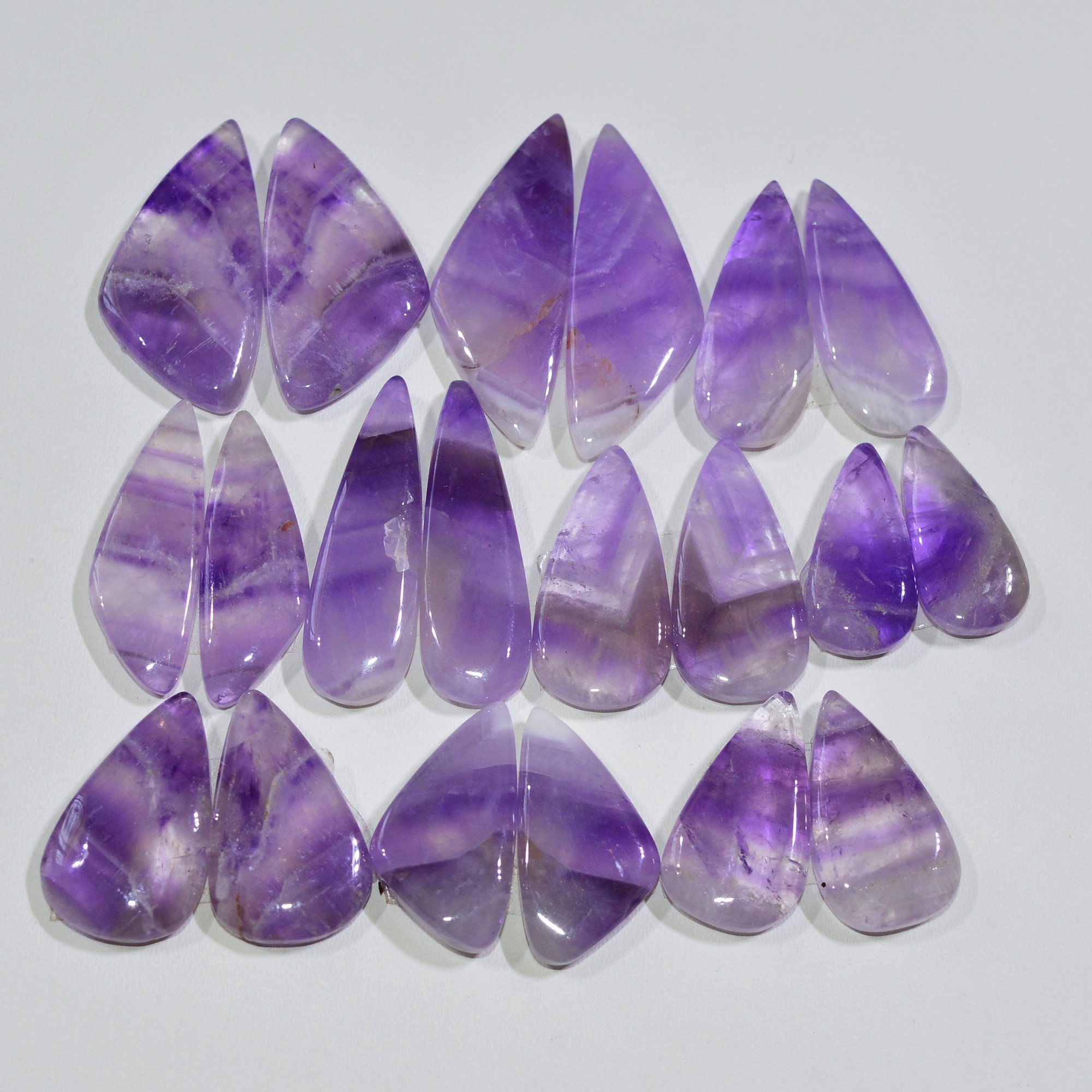 10 Pair 164 Cts Natural Purple Amethyst Cabochon Pair Loose Gemstone Wholesale Lot Jewelry Making 25x6 15x6mm 19556