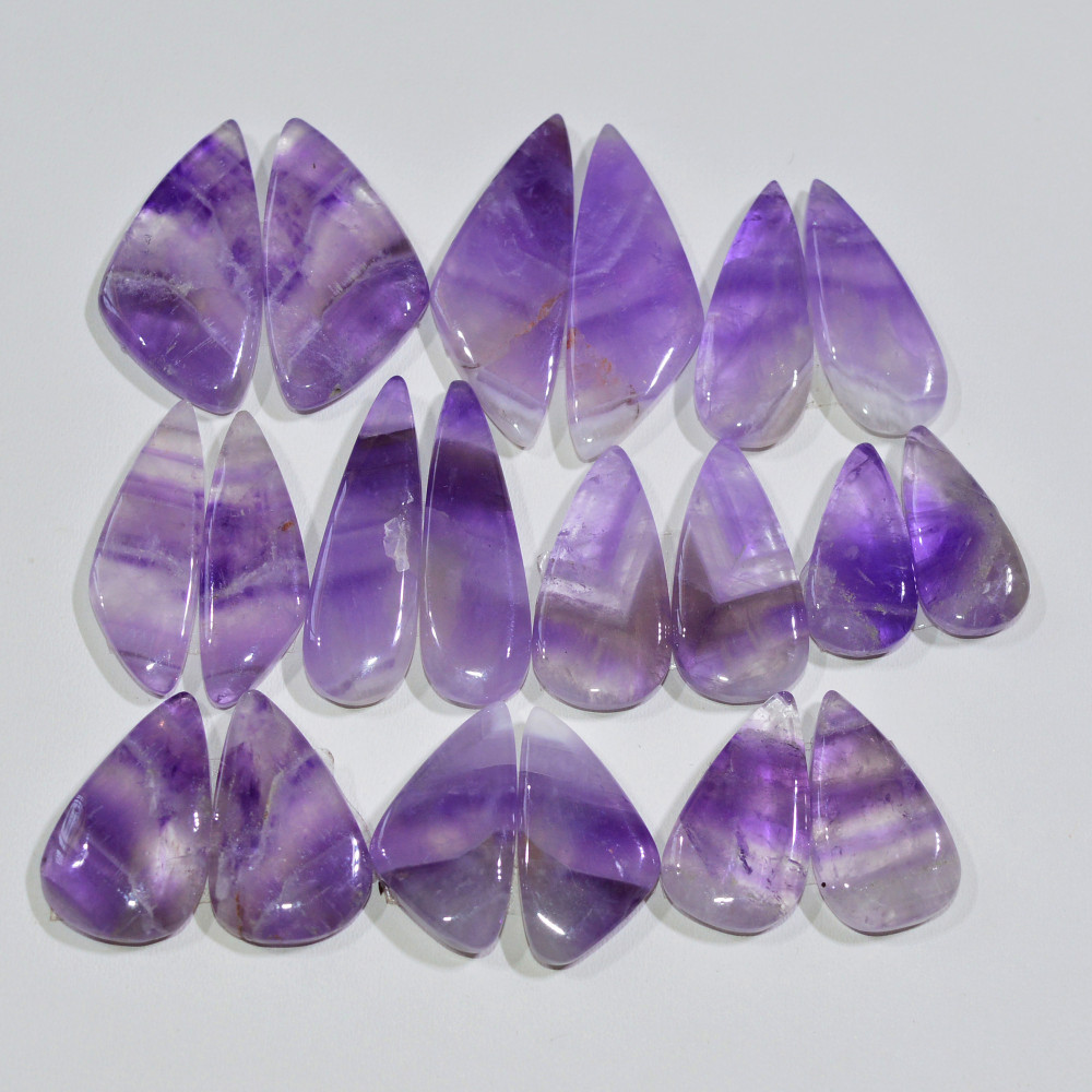 Image of 10 Pair 164 Cts Natural Purple Amethyst Cabochon Pair Loose Gemstone Wholesale Lot Jewelry Making 25x6 15x6mm #19556
