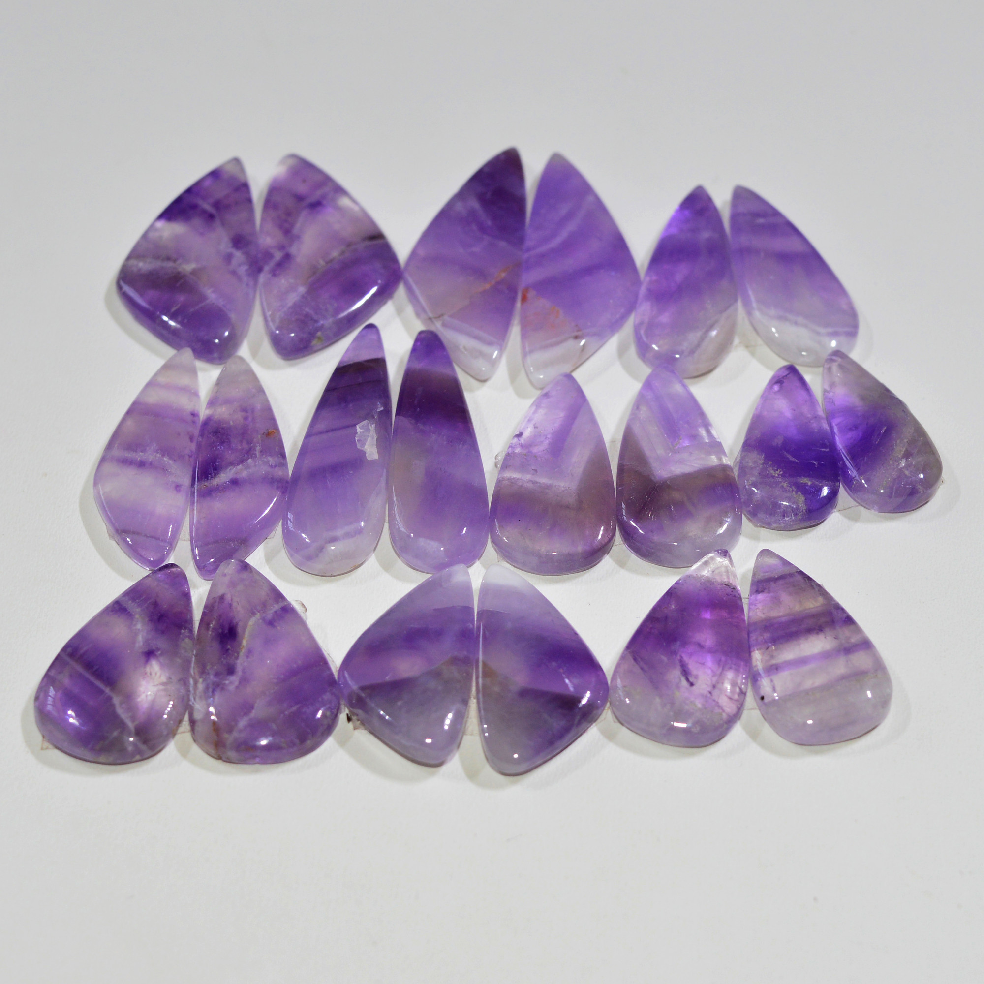10 Pair 164 Cts Natural Purple Amethyst Cabochon Pair Loose Gemstone Wholesale Lot Jewelry Making 25x6 15x6mm 19556