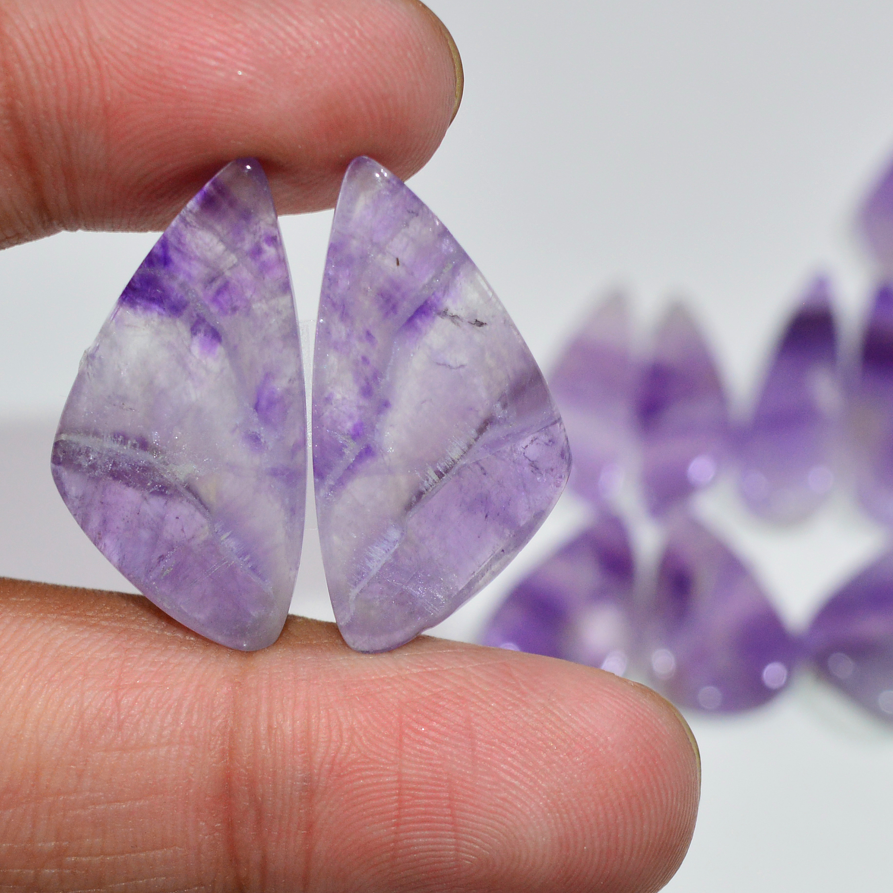 10 Pair 164 Cts Natural Purple Amethyst Cabochon Pair Loose Gemstone Wholesale Lot Jewelry Making 25x6 15x6mm 19556