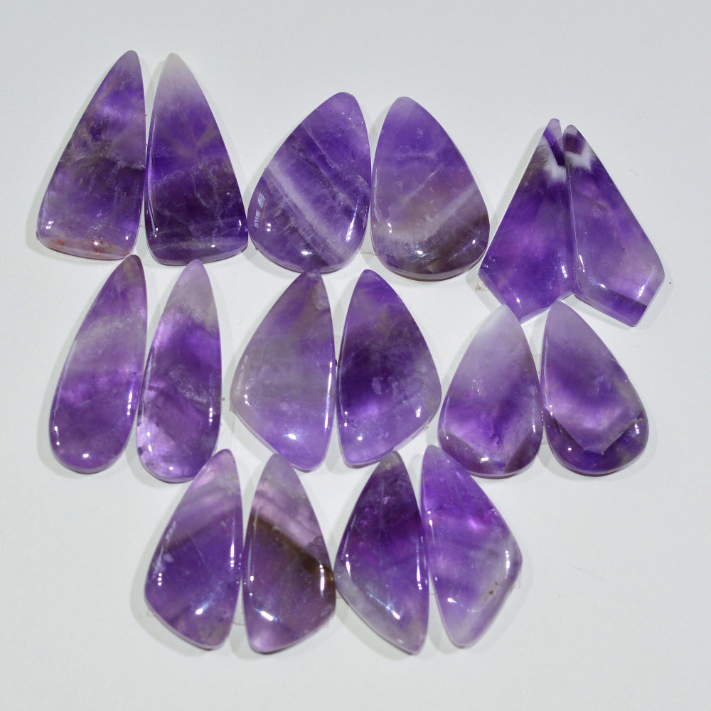 Image of 8 Pair 165 Cts Natural Purple Amethyst Cabochon Pair Loose Gemstone Wholesale Lot Jewelry Making 27X10 21X8mm #19557