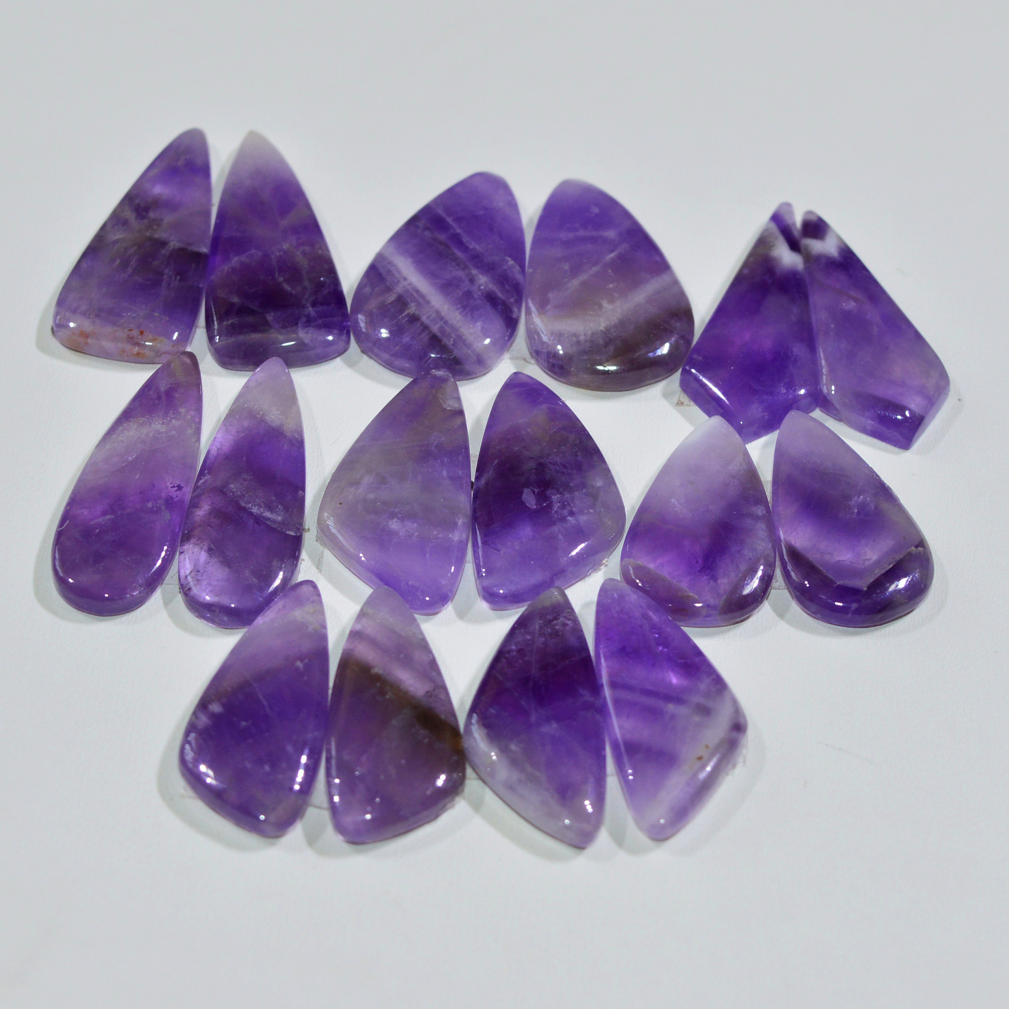 8 Pair 165 Cts Natural Purple Amethyst Cabochon Pair Loose Gemstone Wholesale Lot Jewelry Making 27X10 21X8mm 19557