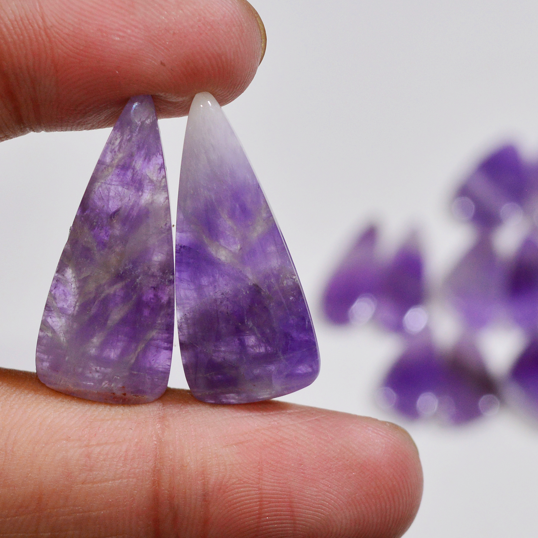 8 Pair 165 Cts Natural Purple Amethyst Cabochon Pair Loose Gemstone Wholesale Lot Jewelry Making 27X10 21X8mm 19557