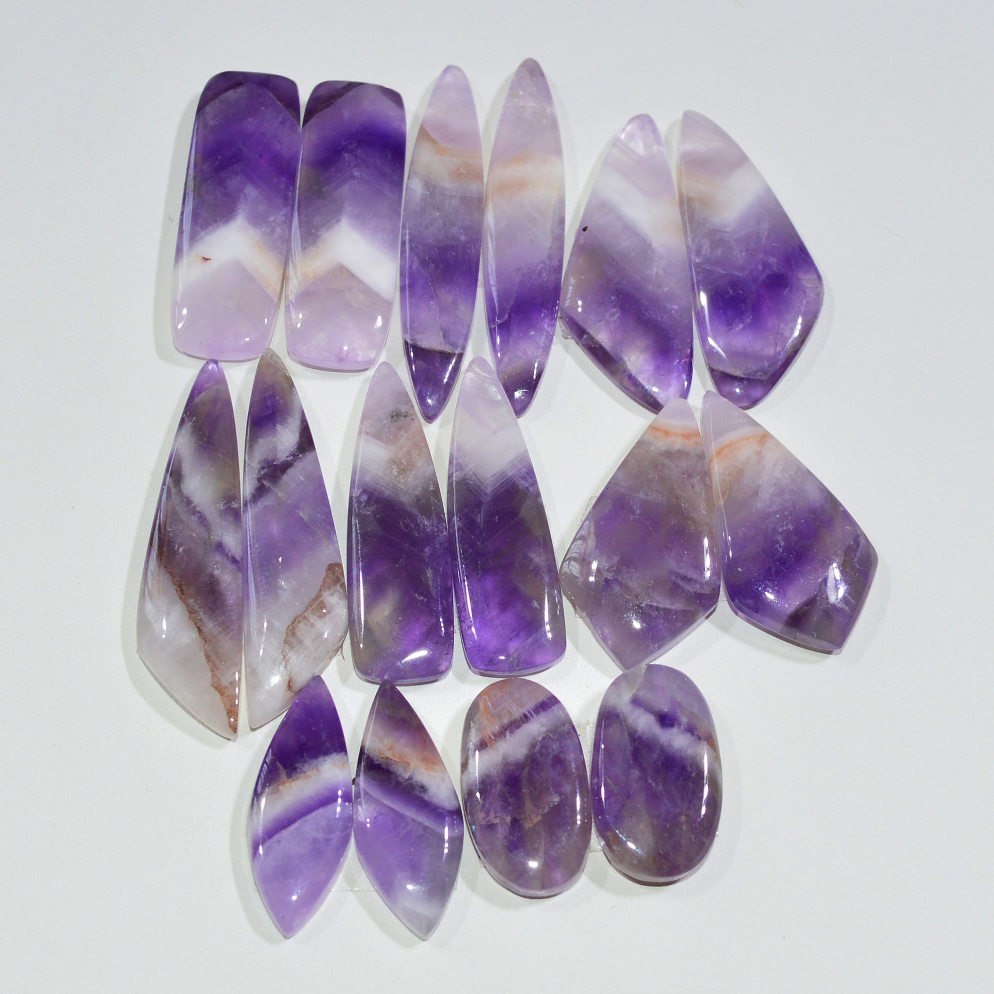 8 Pair 170 Cts Natural Purple Amethyst Cabochon Pair Loose Gemstone Wholesale Lot Jewelry Making 35x8 17x7mm 19558
