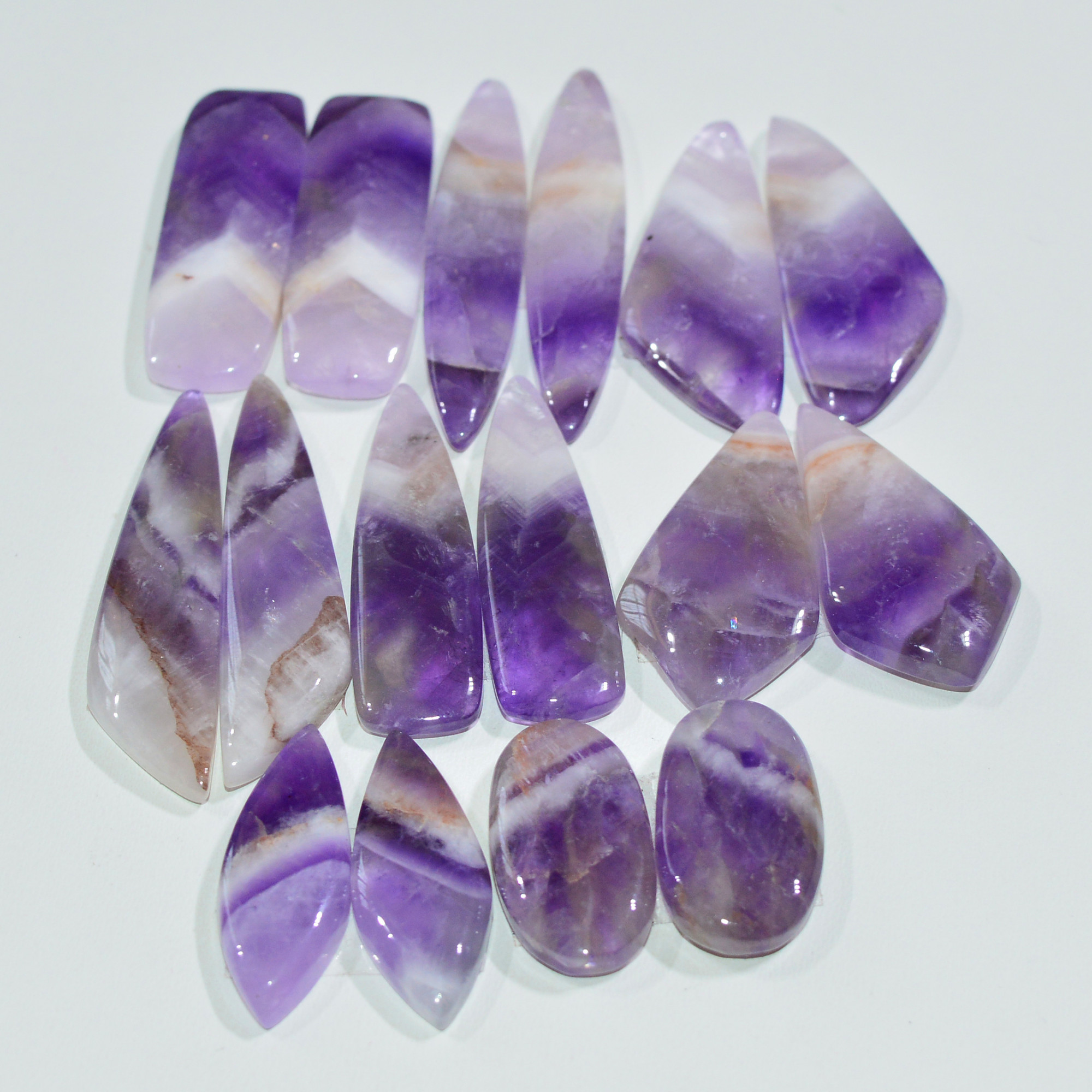 8 Pair 170 Cts Natural Purple Amethyst Cabochon Pair Loose Gemstone Wholesale Lot Jewelry Making 35x8 17x7mm 19558