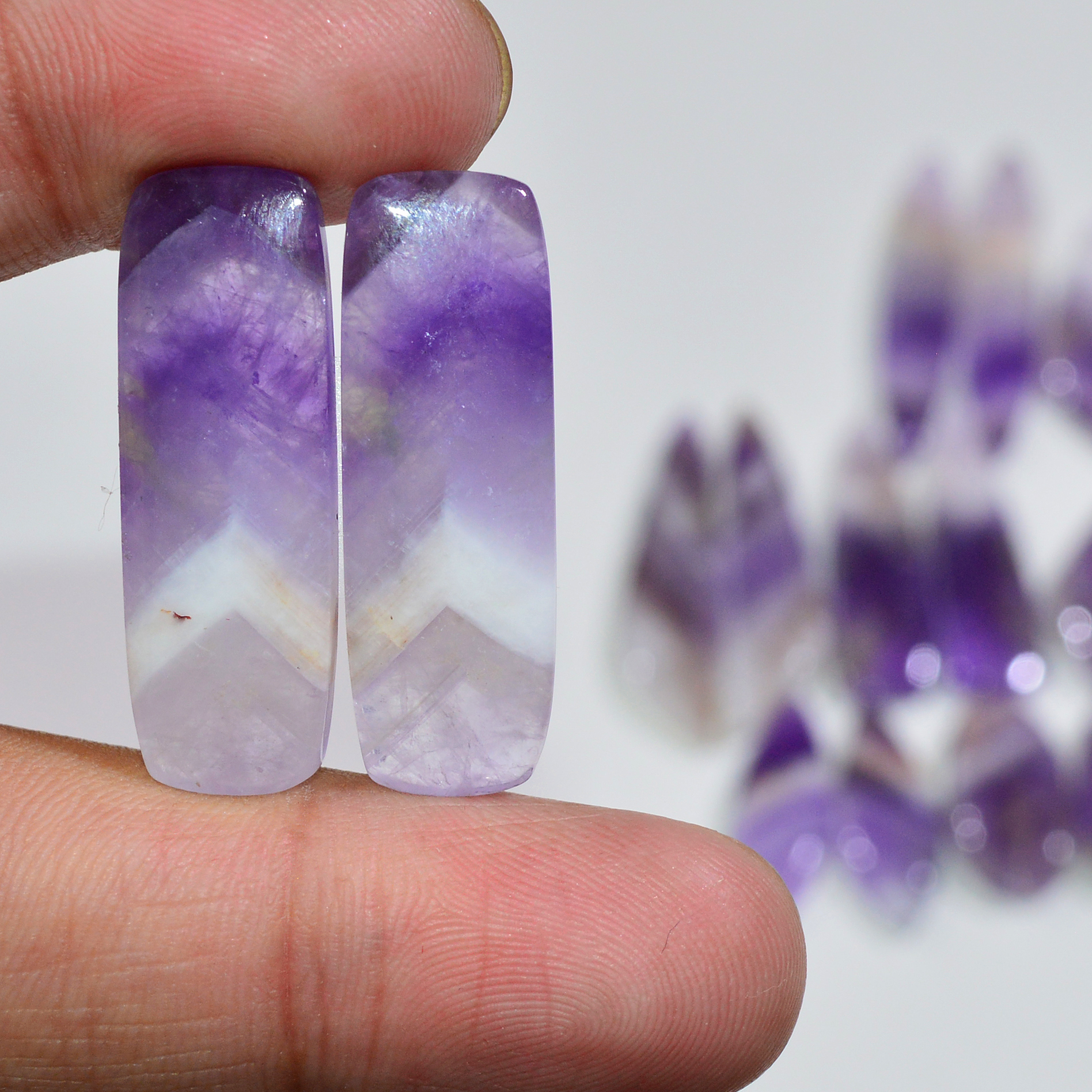 8 Pair 170 Cts Natural Purple Amethyst Cabochon Pair Loose Gemstone Wholesale Lot Jewelry Making 35x8 17x7mm 19558