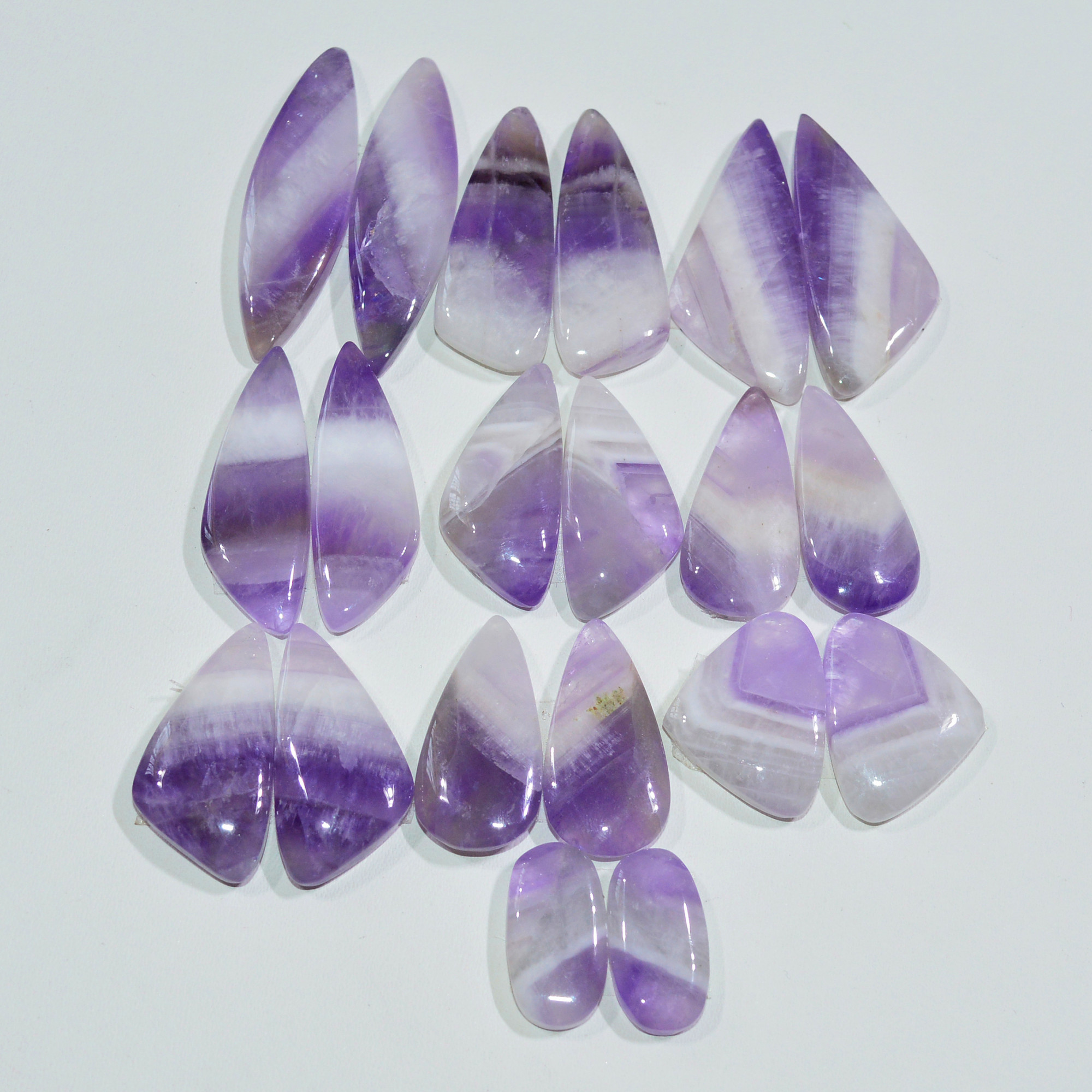 10 Pair 200 Cts Natural Purple Amethyst Cabochon Pair Loose Gemstone Wholesale Lot Jewelry Making 34x8 14x6mm 19559