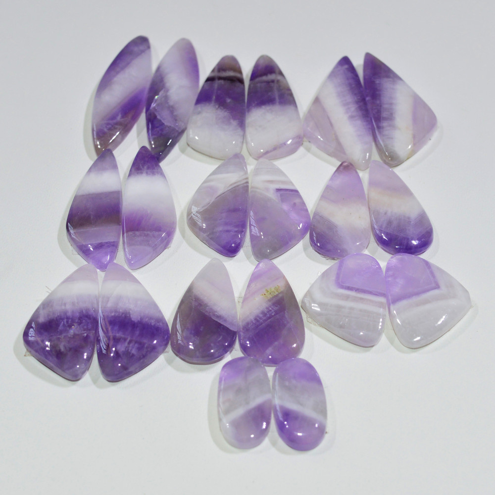 Image of 10 Pair 200 Cts Natural Purple Amethyst Cabochon Pair Loose Gemstone Wholesale Lot Jewelry Making 34x8 14x6mm #19559