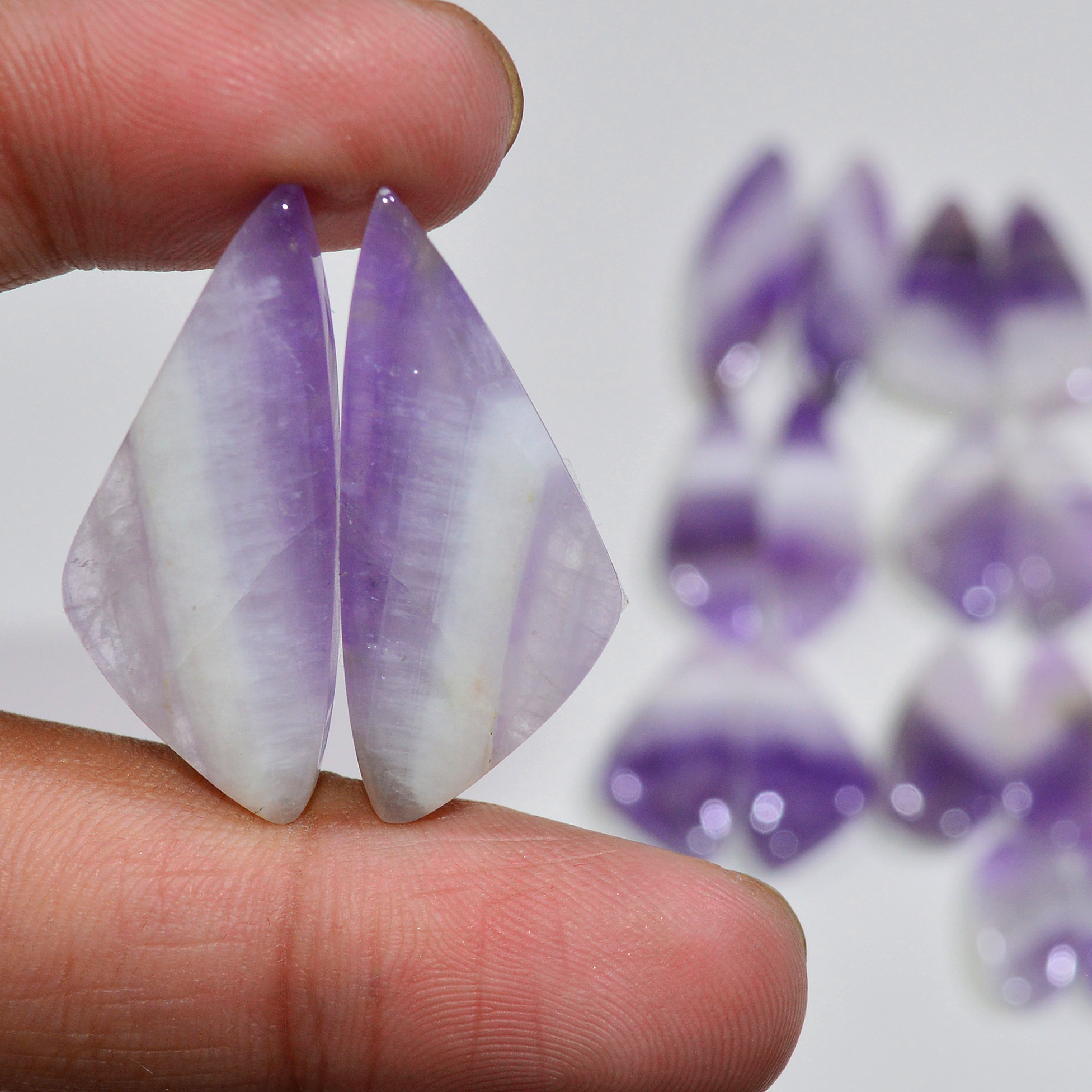10 Pair 200 Cts Natural Purple Amethyst Cabochon Pair Loose Gemstone Wholesale Lot Jewelry Making 34x8 14x6mm 19559