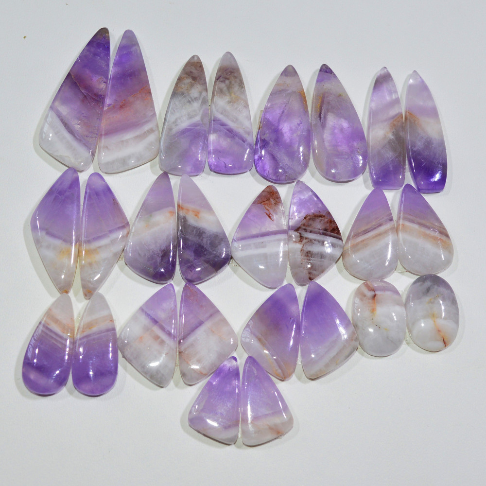 Image of 13 Pair 230 Cts Natural Purple Amethyst Cabochon Pair Loose Gemstone Wholesale Lot Jewelry Making 32x10 13x9mm #19560