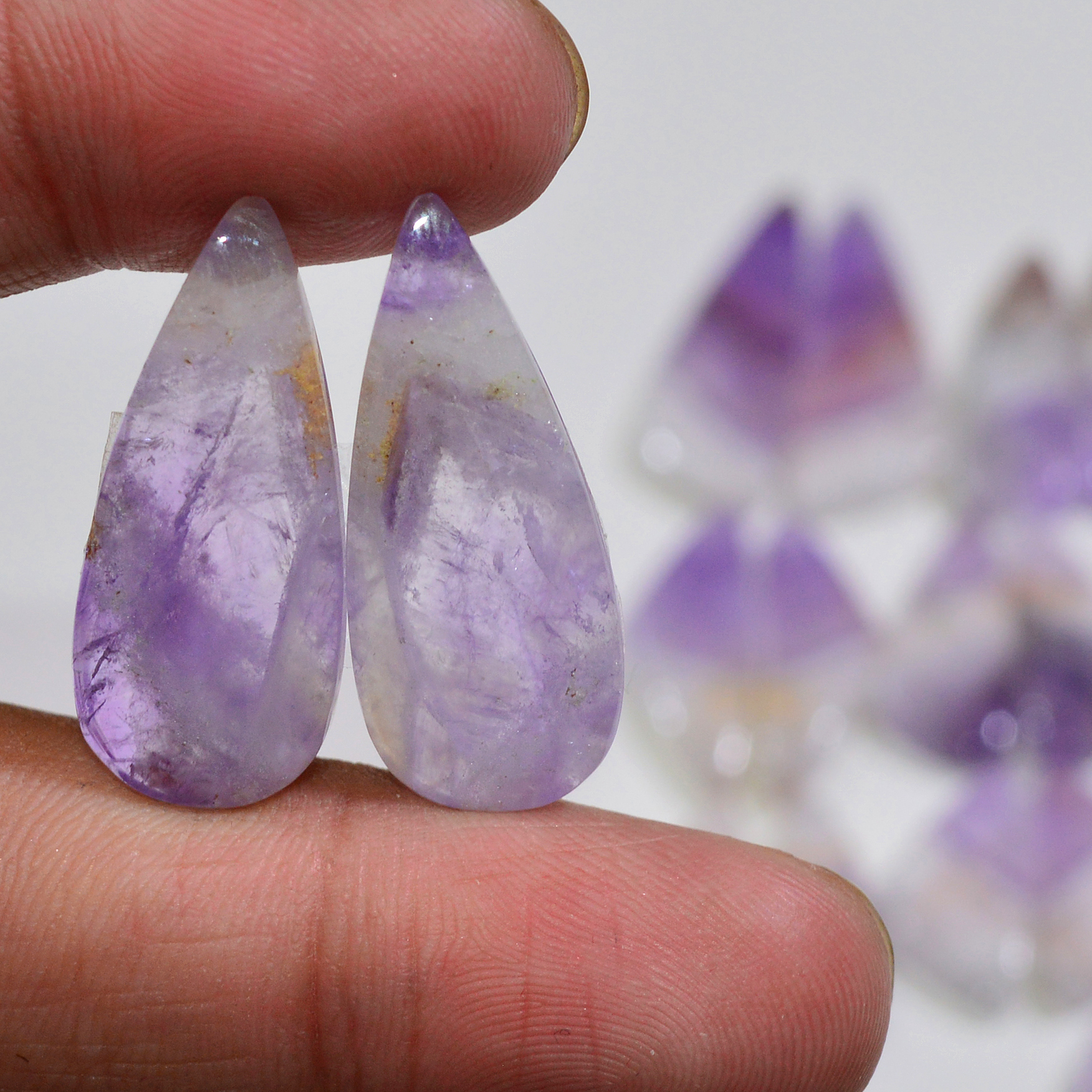 13 Pair 230 Cts Natural Purple Amethyst Cabochon Pair Loose Gemstone Wholesale Lot Jewelry Making 32x10 13x9mm 19560