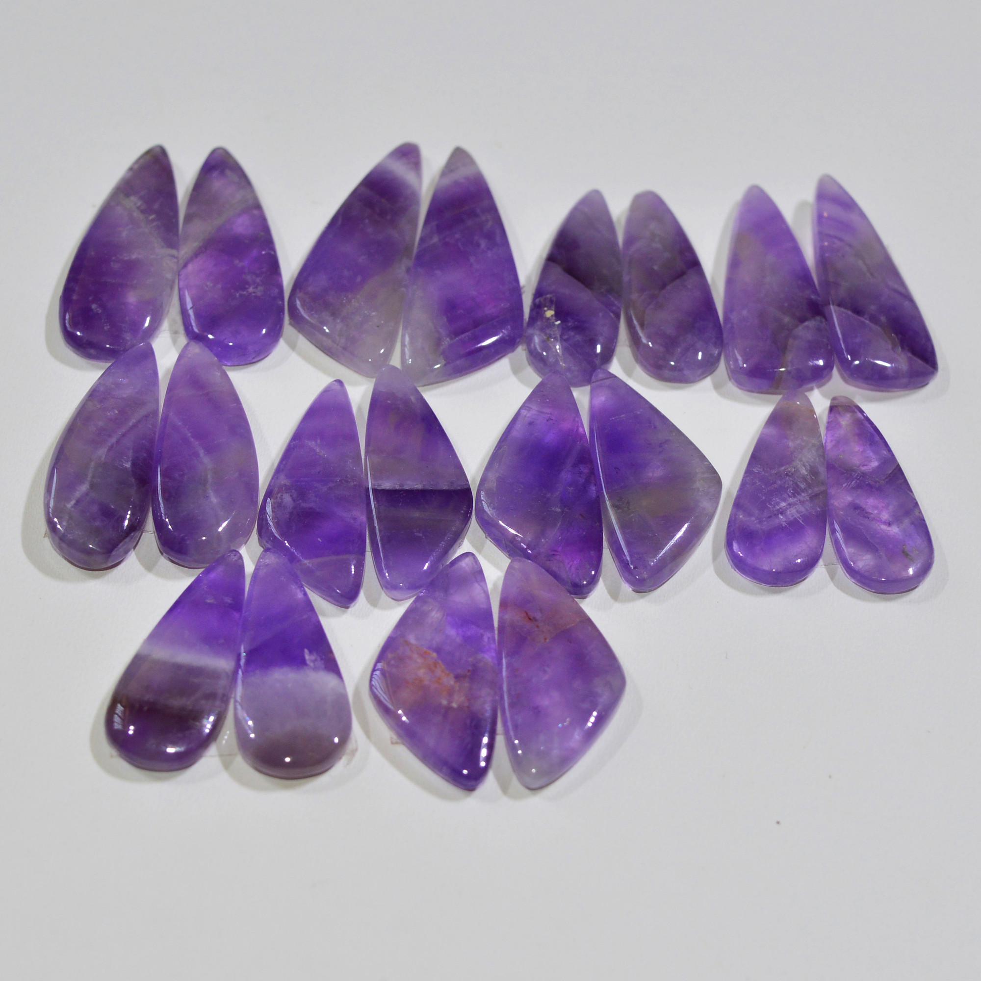 10 Pair 198 Cts Natural Purple Amethyst Cabochon Pair Loose Gemstone Wholesale Lot Jewelry Making 29x8 21x9mm 19561